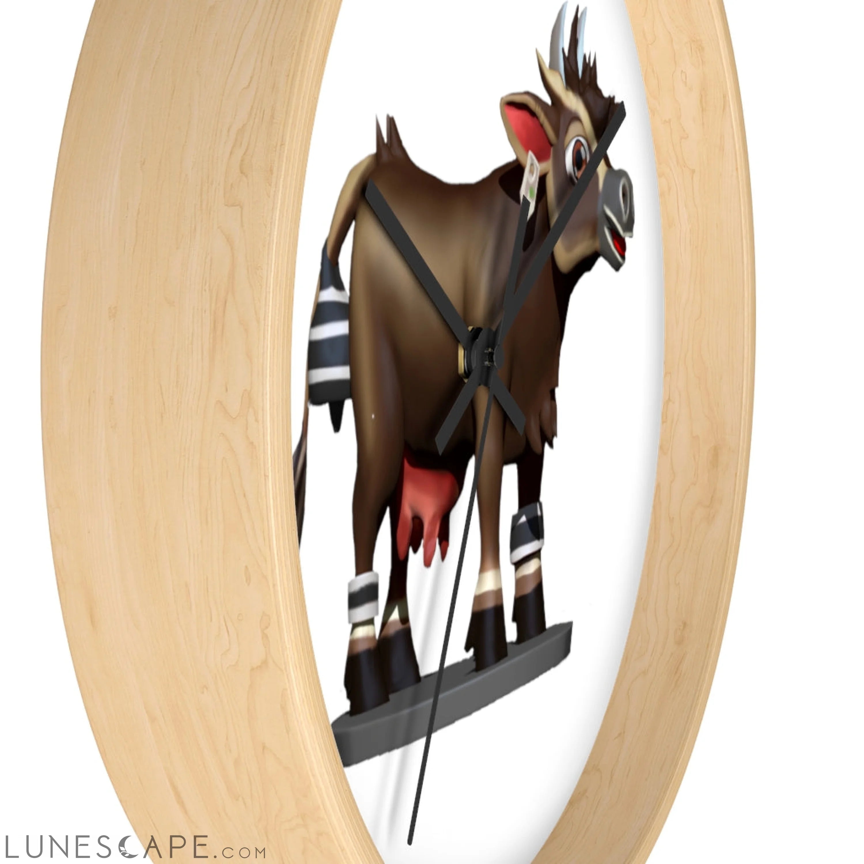 Dark Brown Cow Wall clock LUNESCAPE