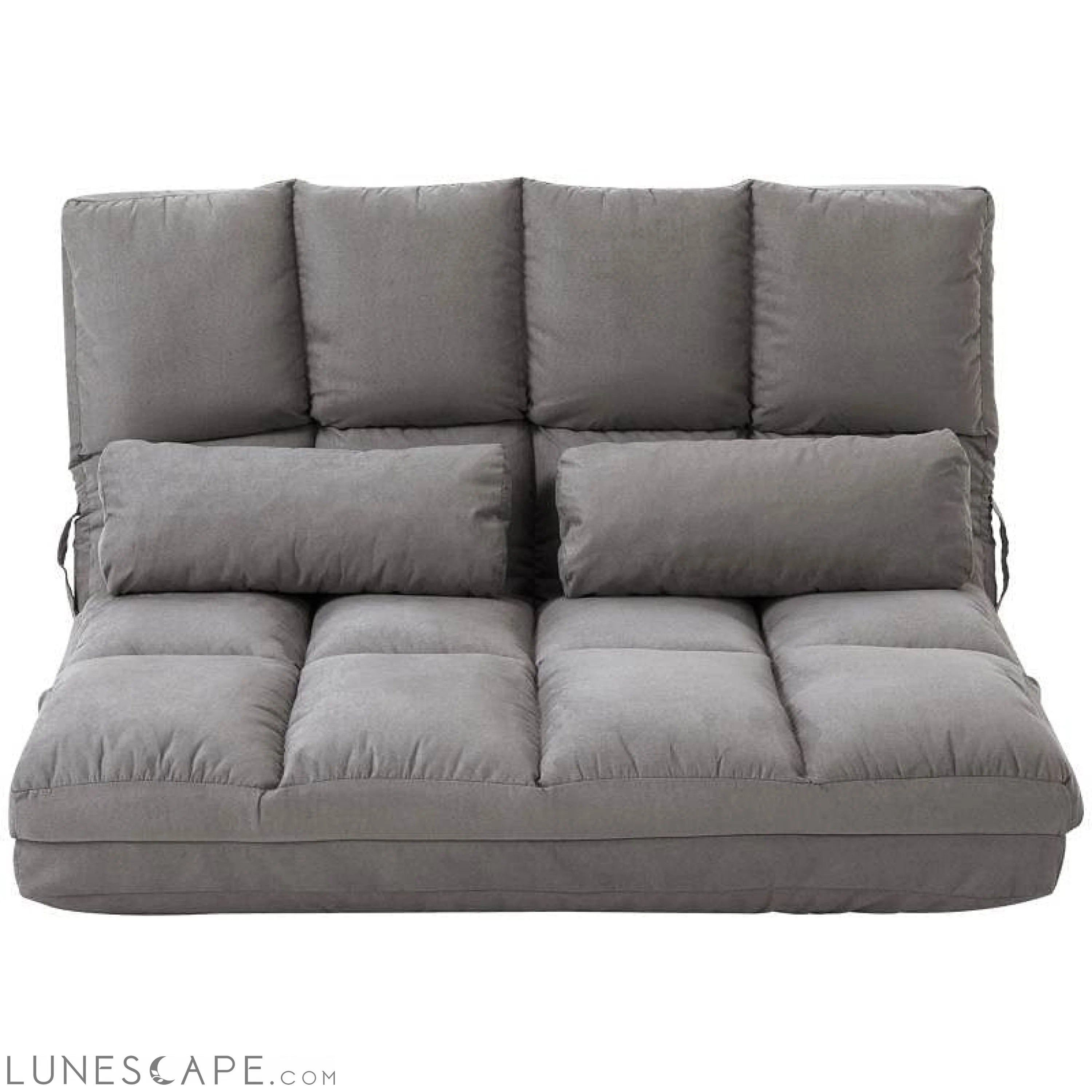 Dark Grey Suede Fabric Floor Sofa Bed Recliner LUNESCAPE