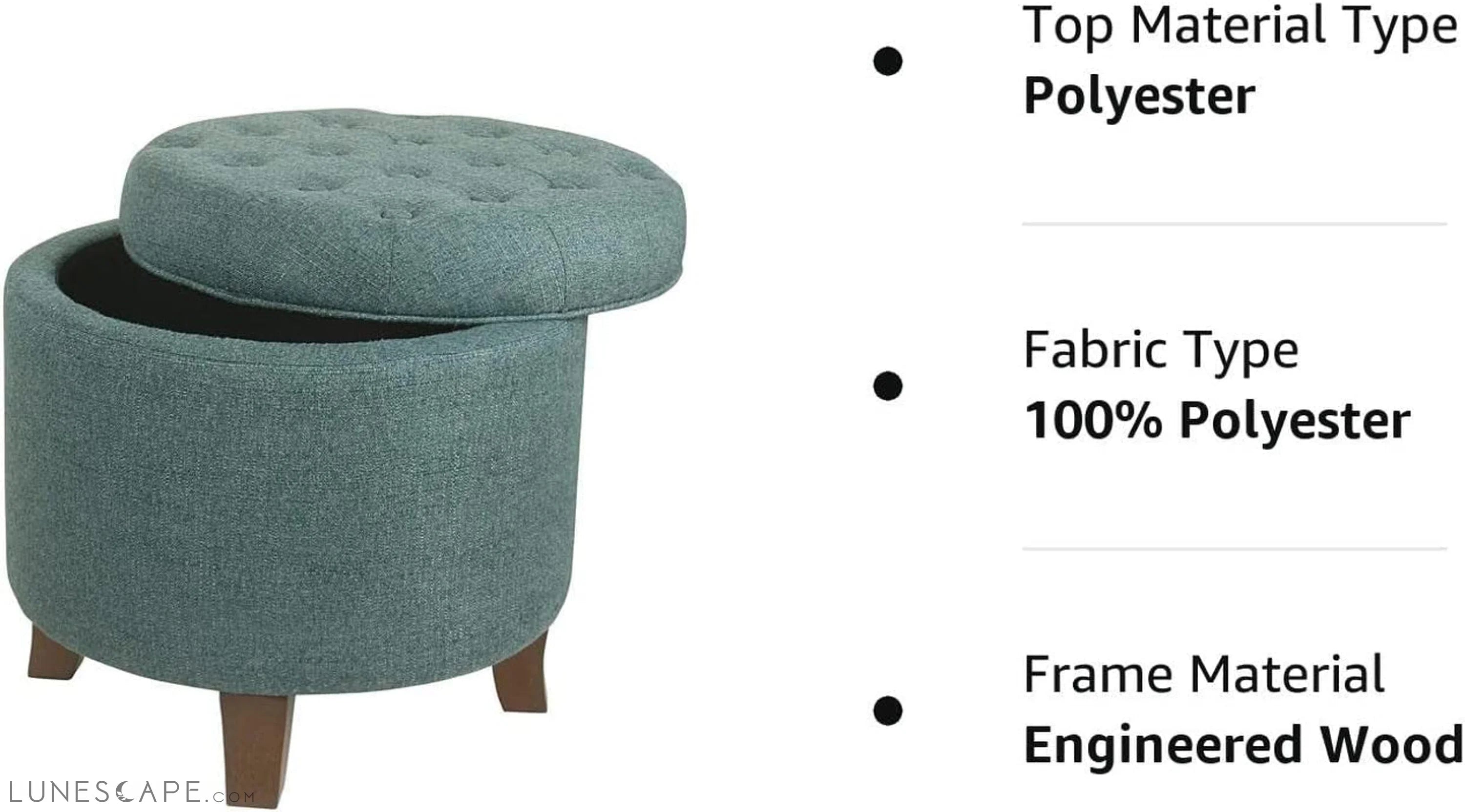 Dark Teal Velvet Storage Ottoman with Lid LUNESCAPE