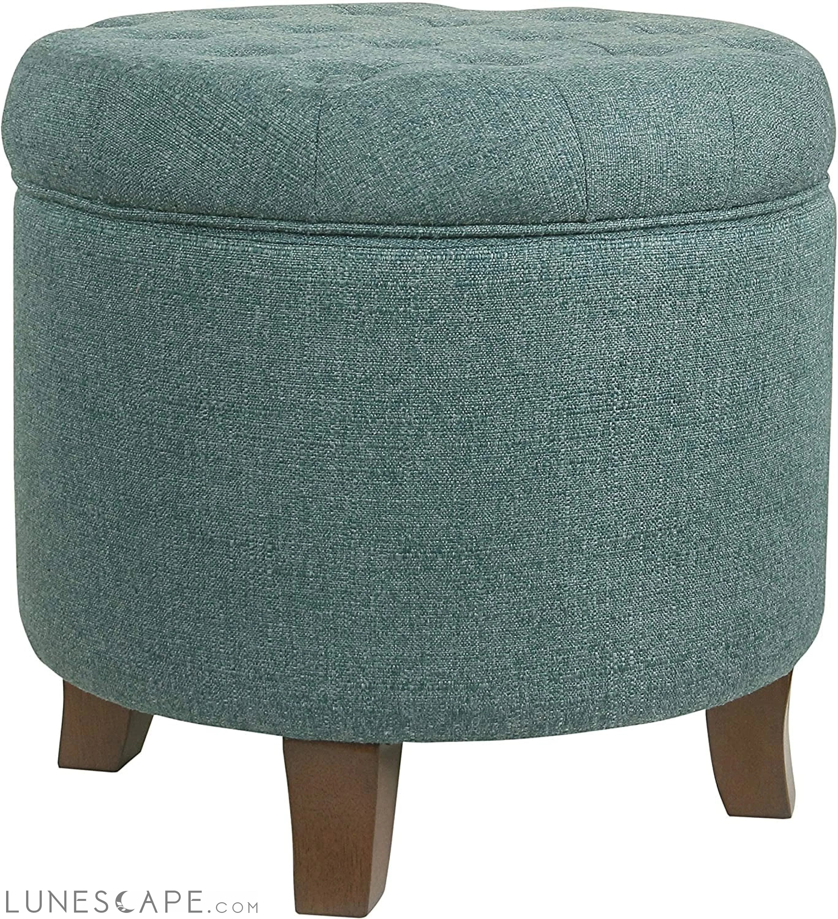 Dark Teal Velvet Storage Ottoman with Lid LUNESCAPE