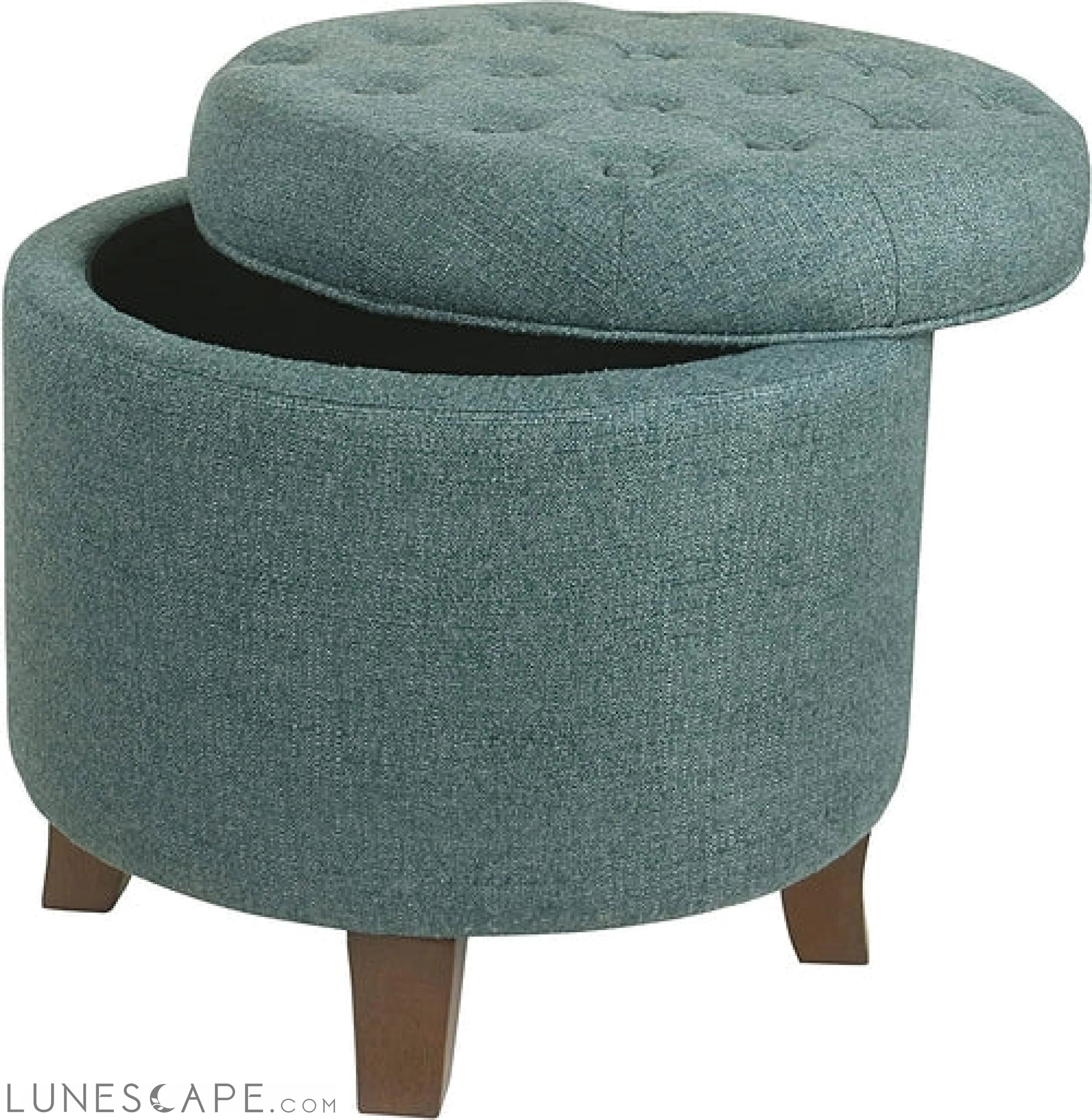 Dark Teal Velvet Storage Ottoman with Lid LUNESCAPE