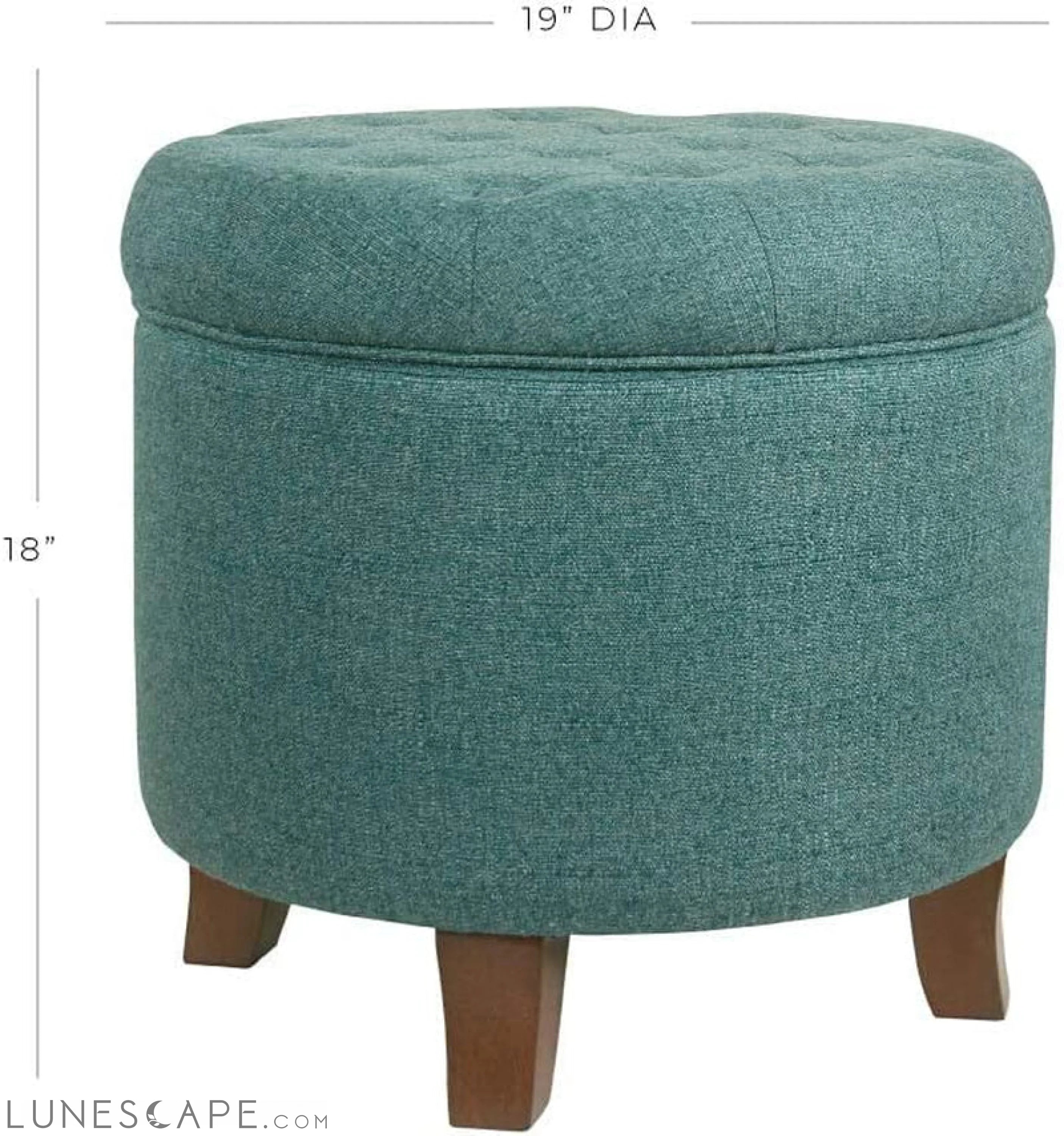 Dark Teal Velvet Storage Ottoman with Lid LUNESCAPE
