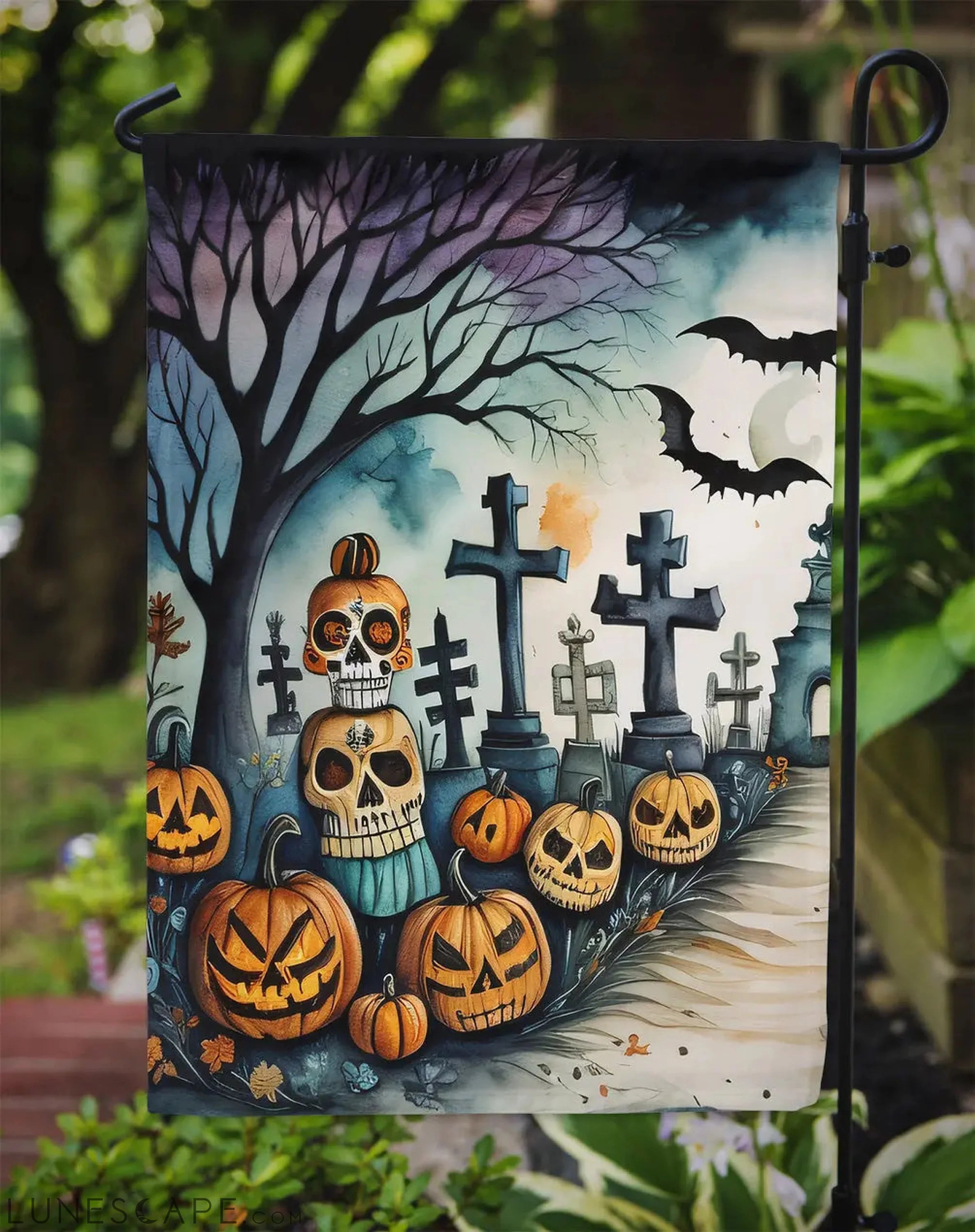 Day of the Dead Spooky Halloween Garden Flag LUNESCAPE