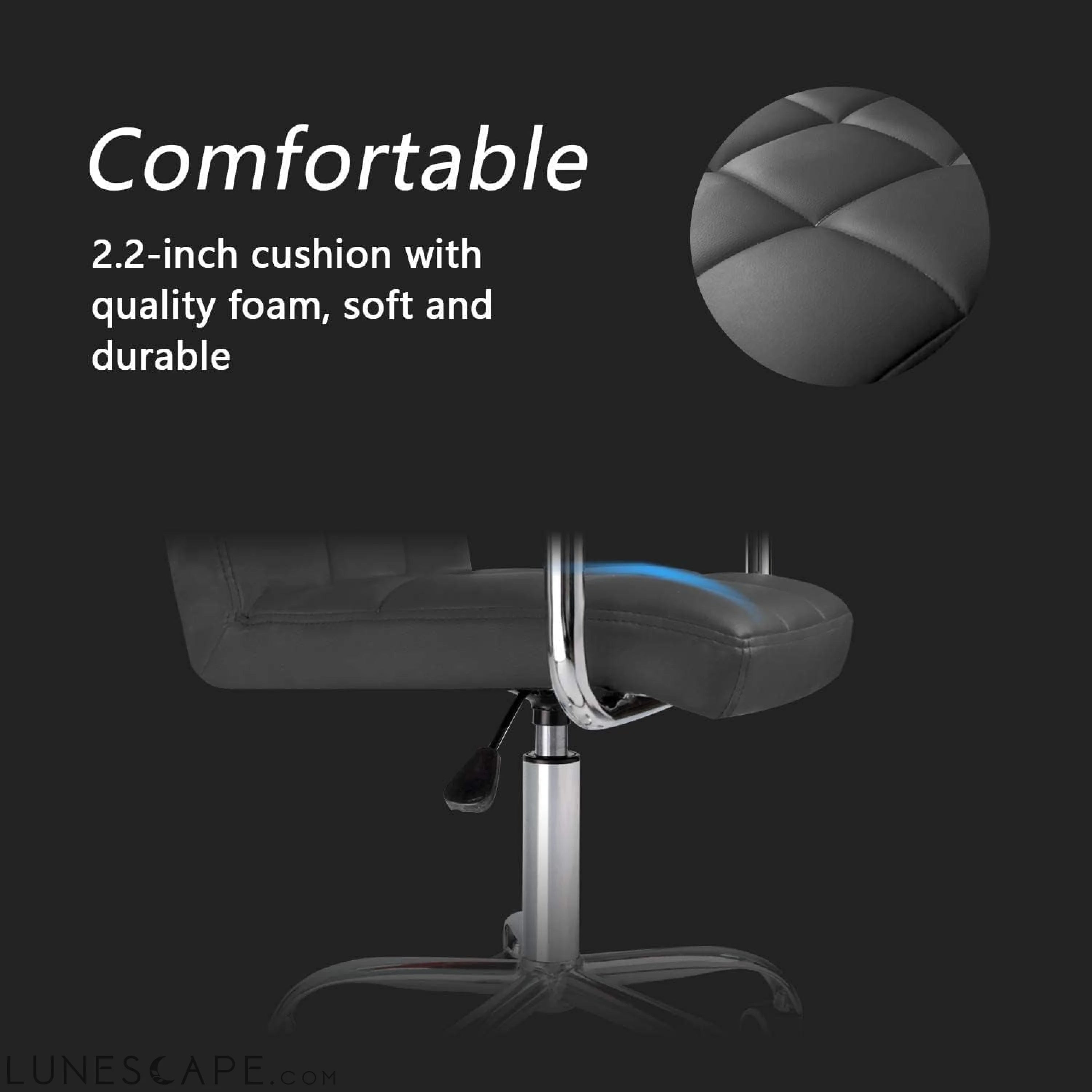 Desk Chair Modern Office Chair with Wheels Vanity Chair PU Leather LUNESCAPE