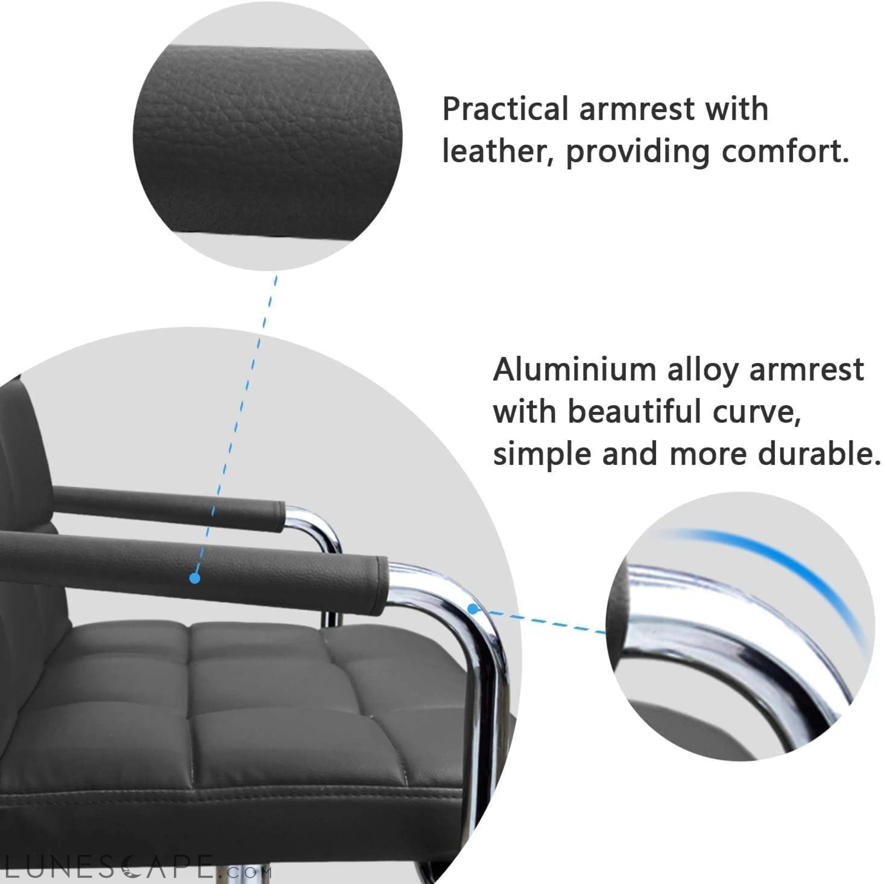 Desk Chair Modern Office Chair with Wheels Vanity Chair PU Leather LUNESCAPE