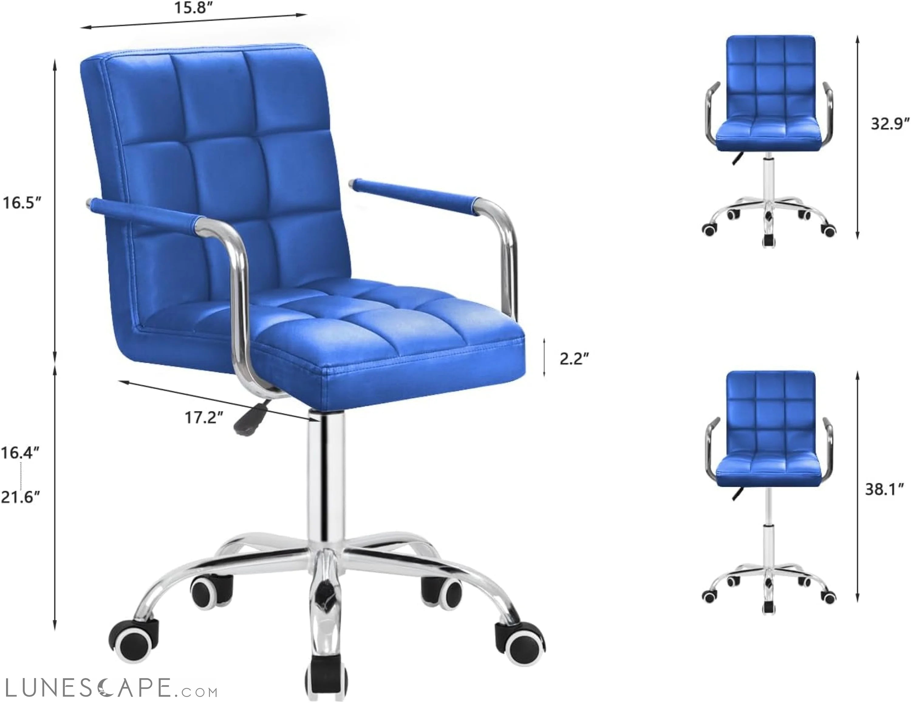 Desk Chair Modern Office Chair with Wheels Vanity Chair PU Leather LUNESCAPE