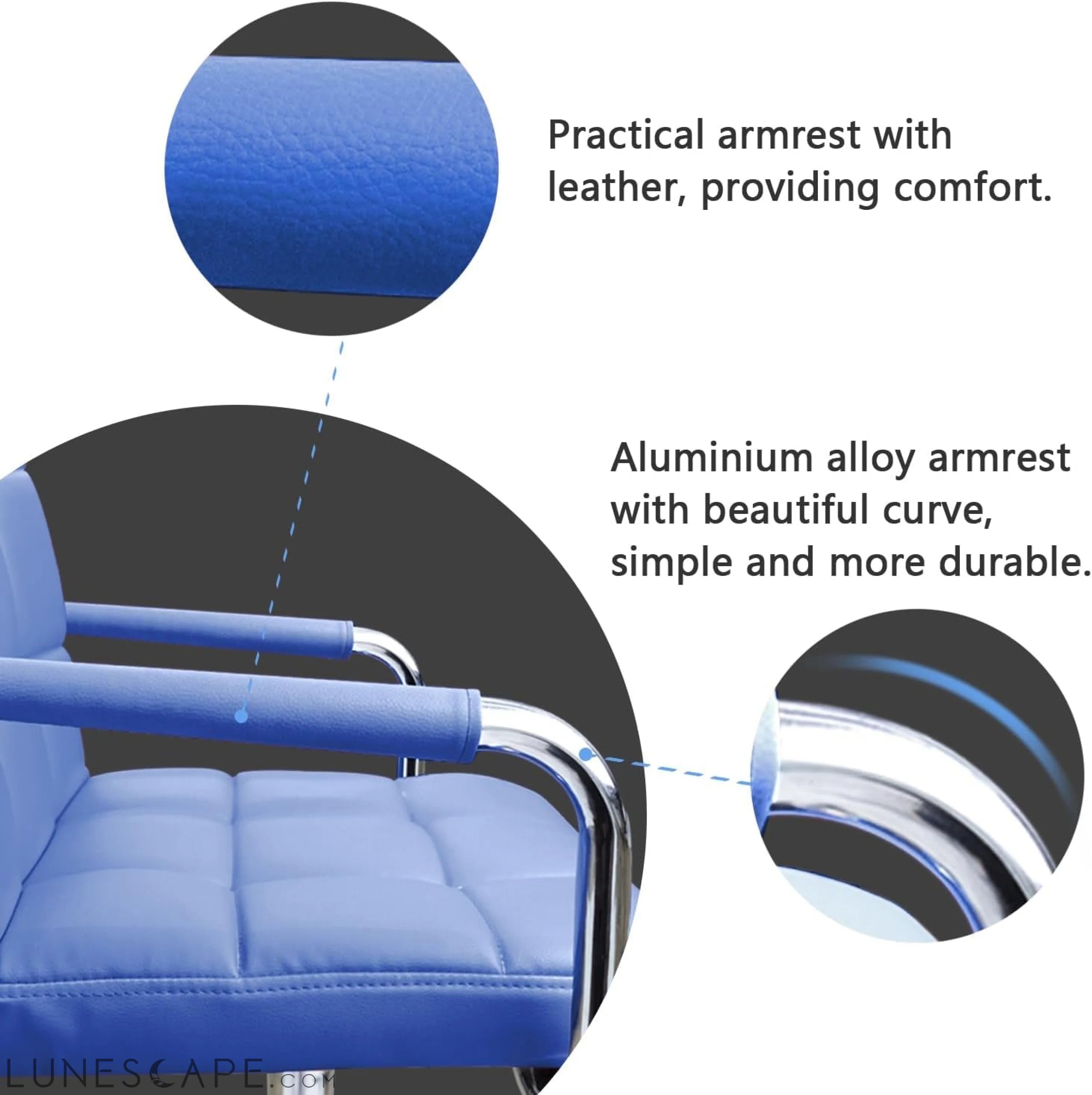 Desk Chair Modern Office Chair with Wheels Vanity Chair PU Leather LUNESCAPE