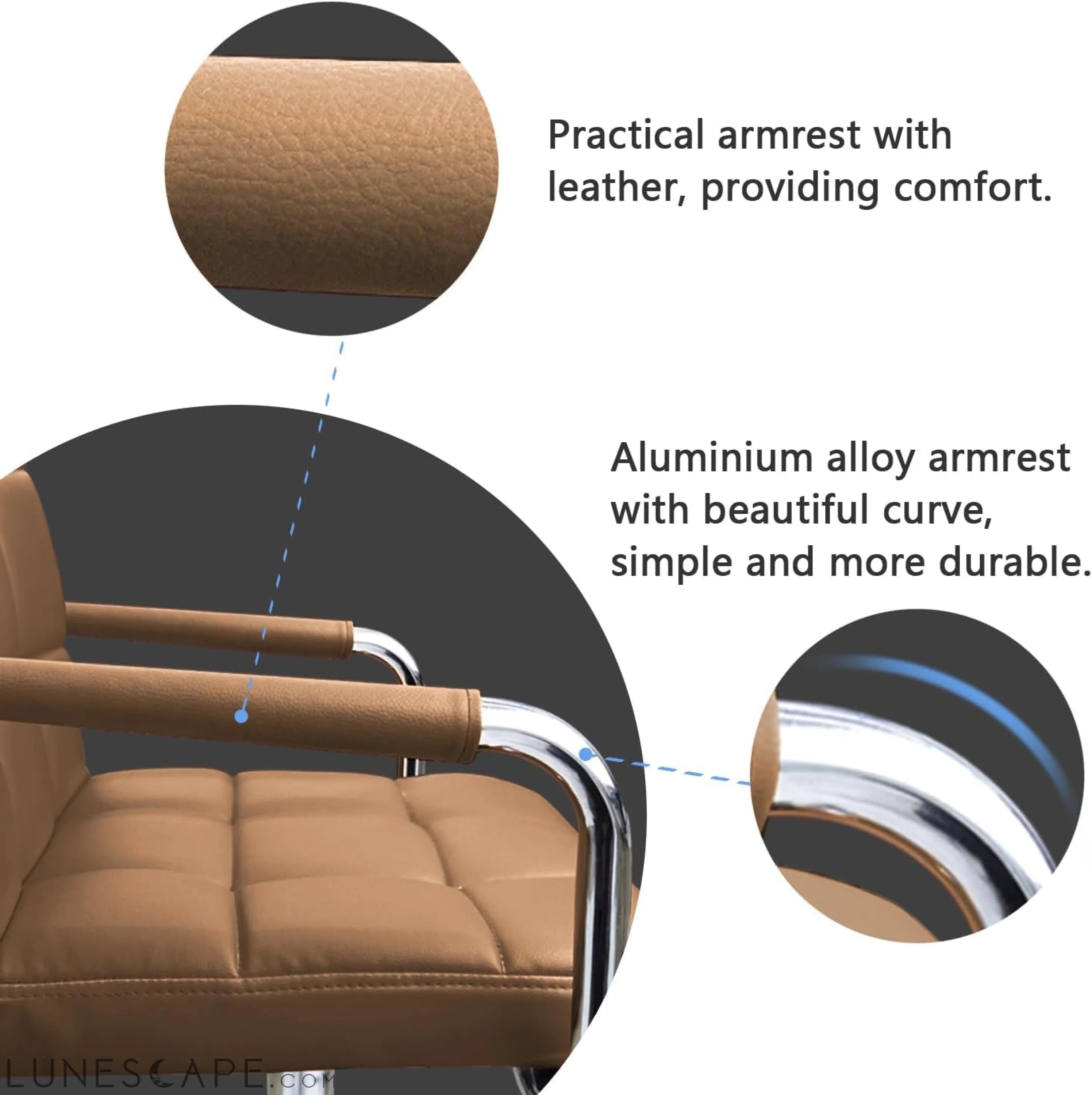 Desk Chair Modern Office Chair with Wheels Vanity Chair PU Leather LUNESCAPE