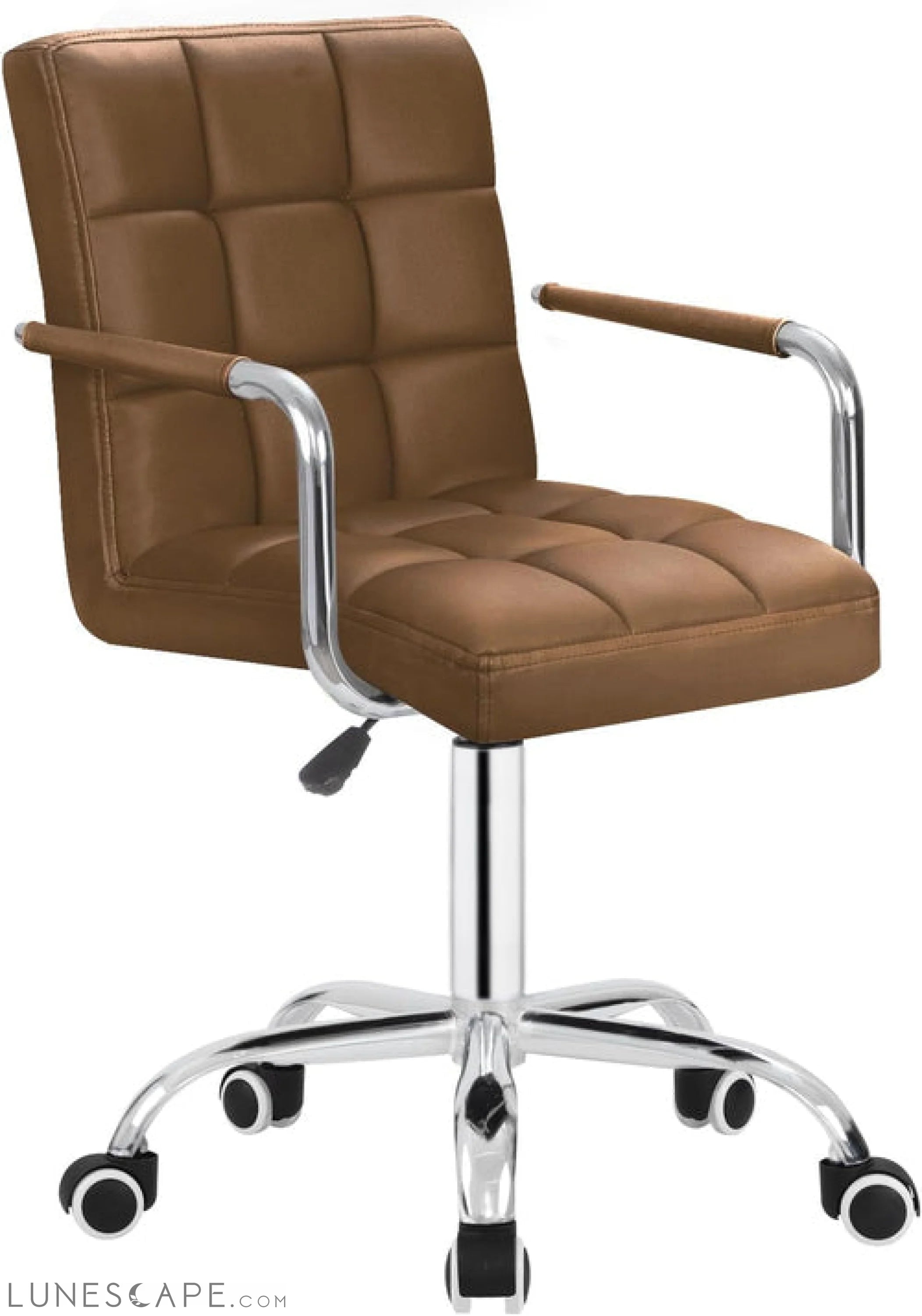 Desk Chair Modern Office Chair with Wheels Vanity Chair PU Leather LUNESCAPE