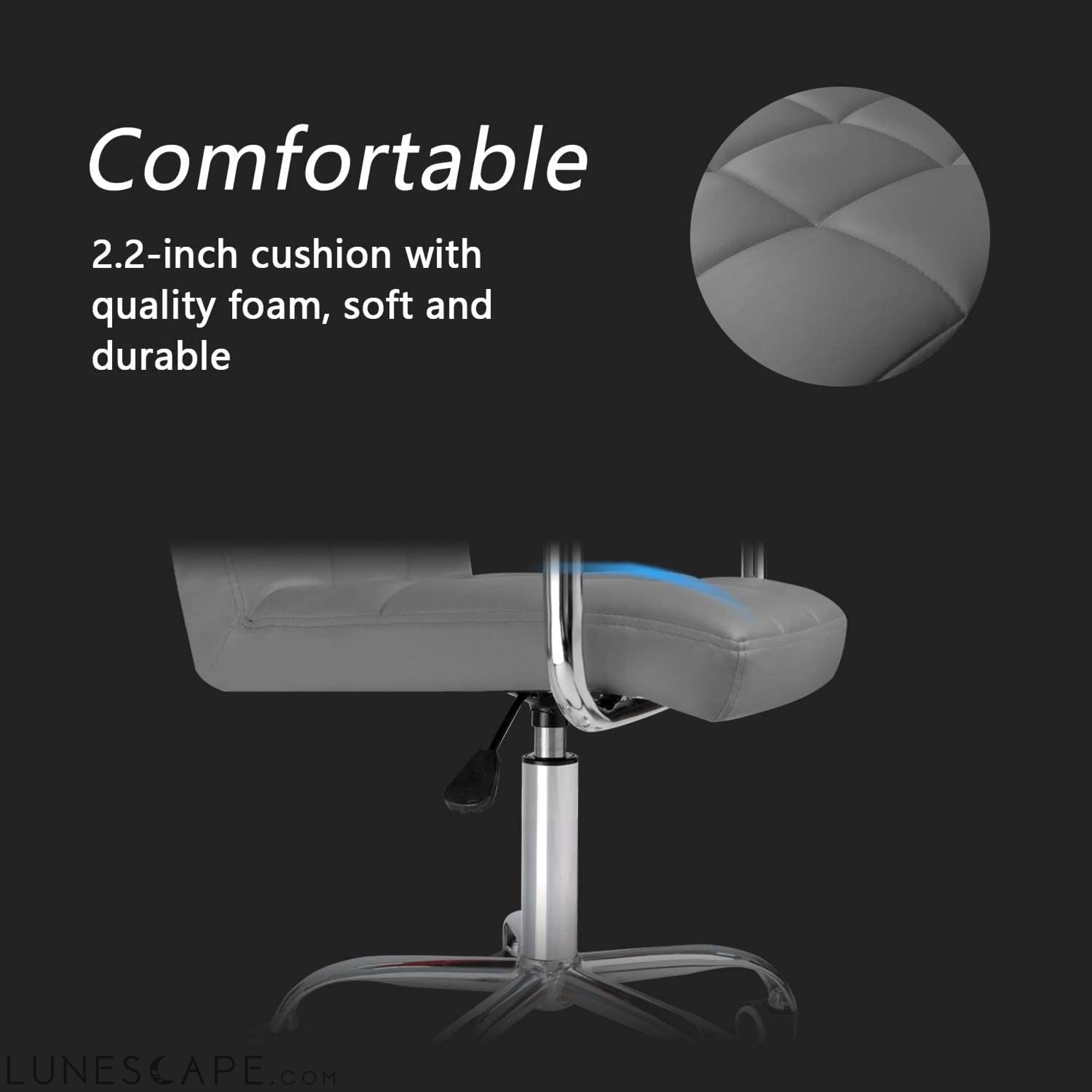 Desk Chair Modern Office Chair with Wheels Vanity Chair PU Leather LUNESCAPE