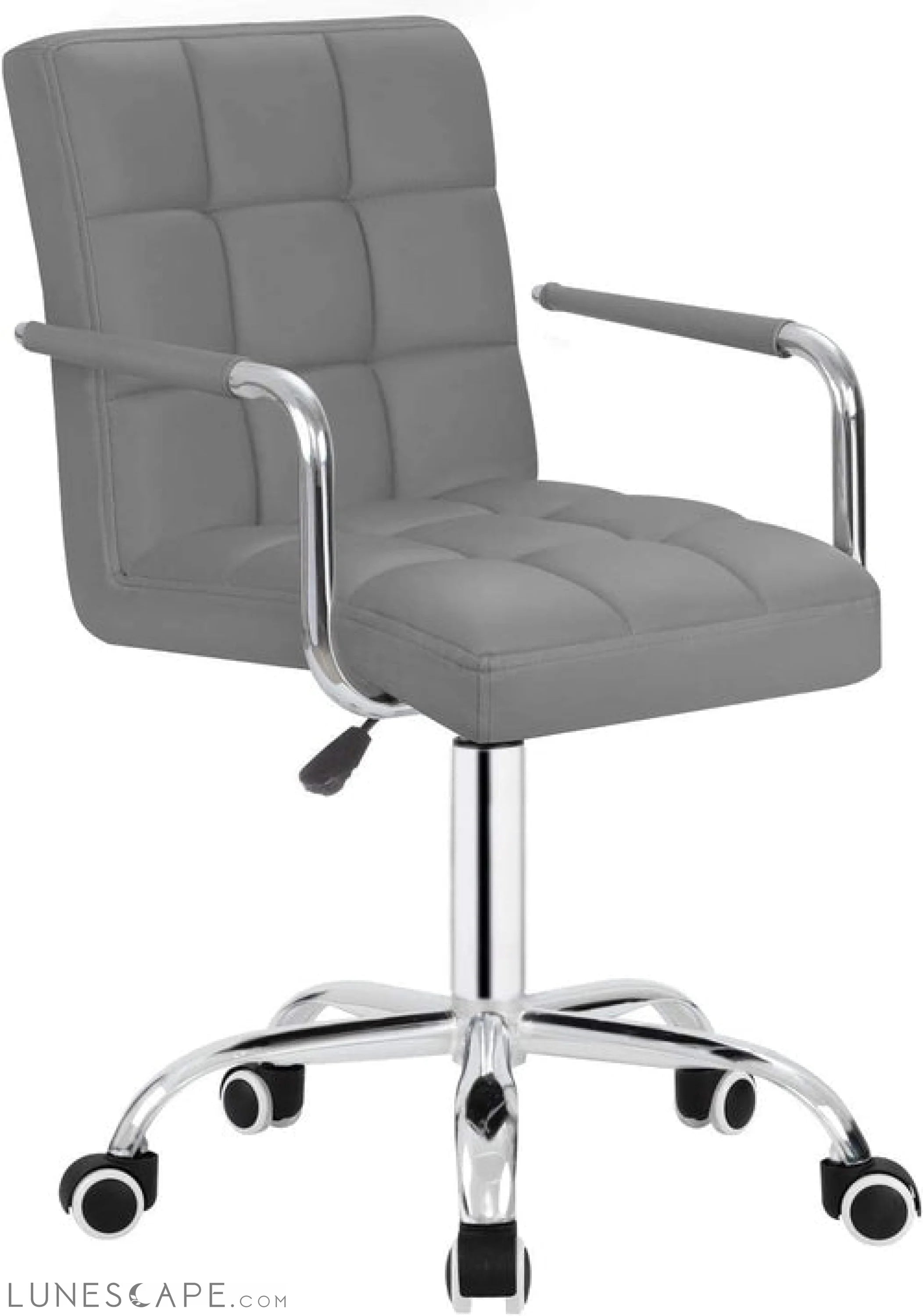 Desk Chair Modern Office Chair with Wheels Vanity Chair PU Leather LUNESCAPE