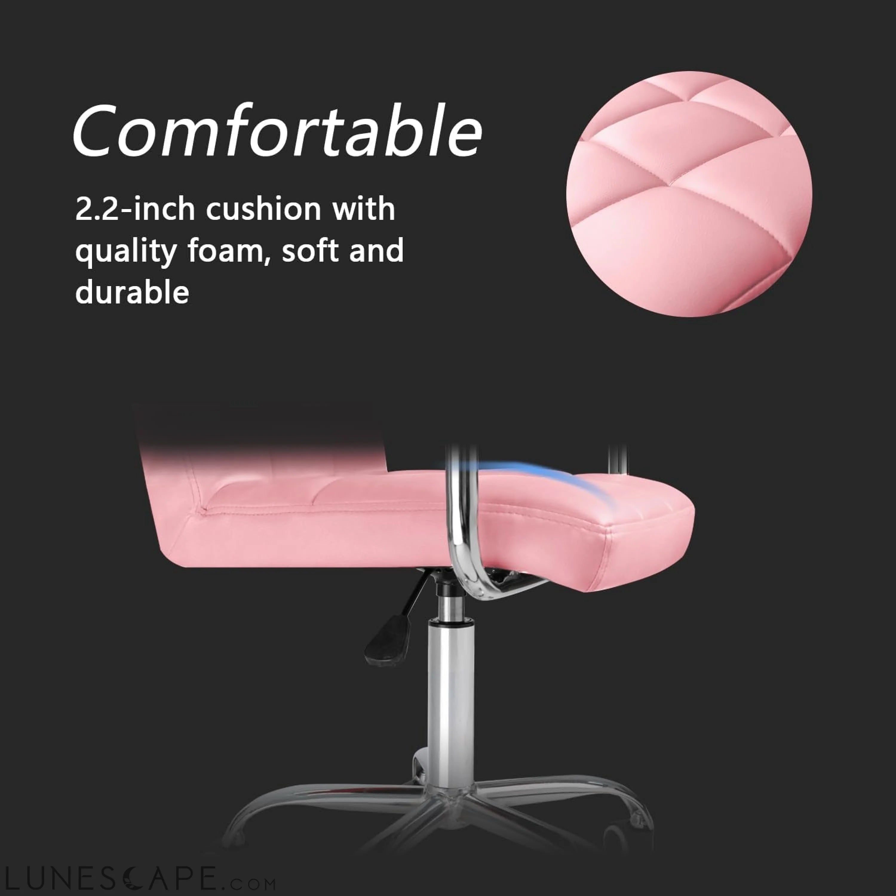 Desk Chair Modern Office Chair with Wheels Vanity Chair PU Leather LUNESCAPE