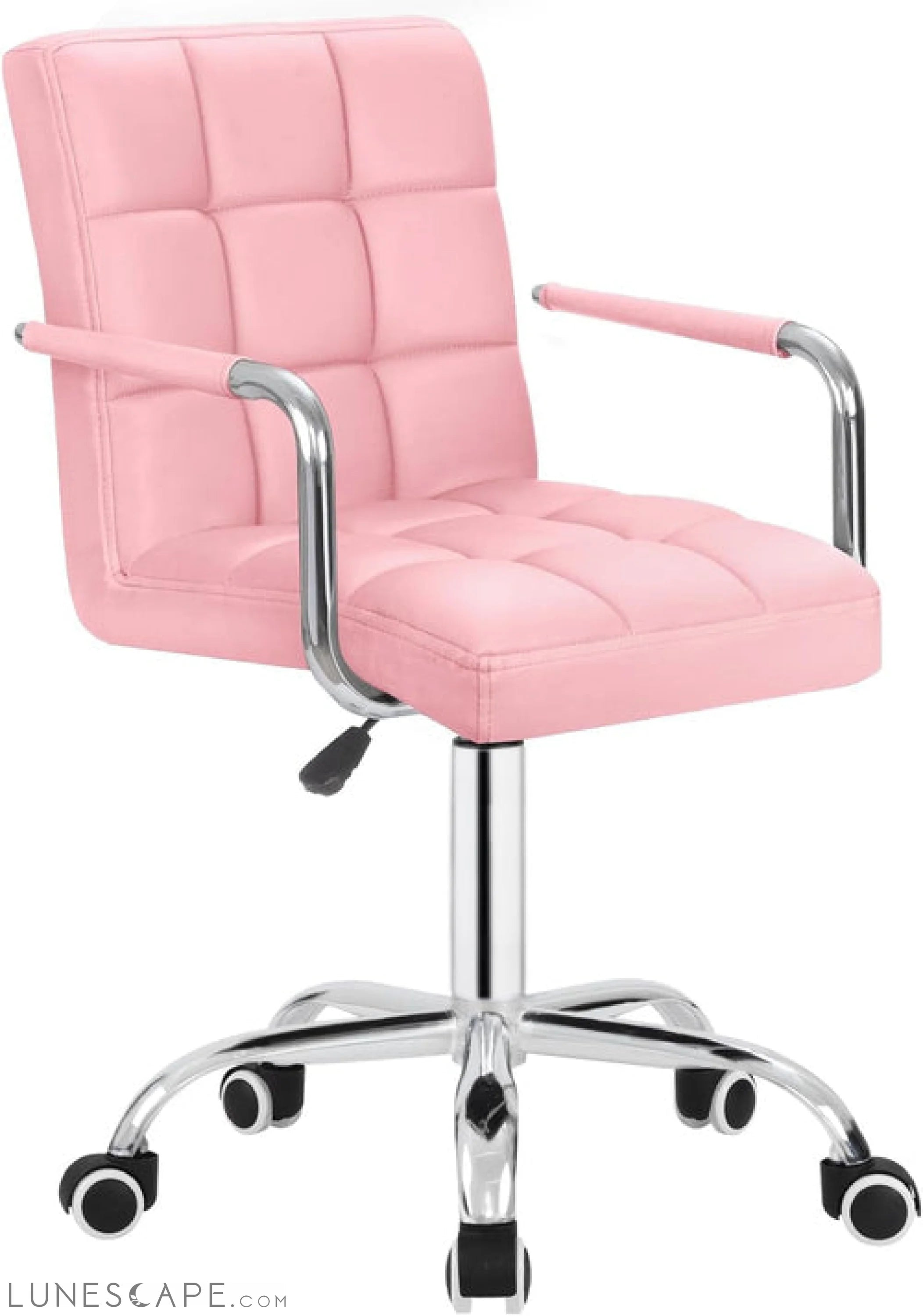 Desk Chair Modern Office Chair with Wheels Vanity Chair PU Leather LUNESCAPE