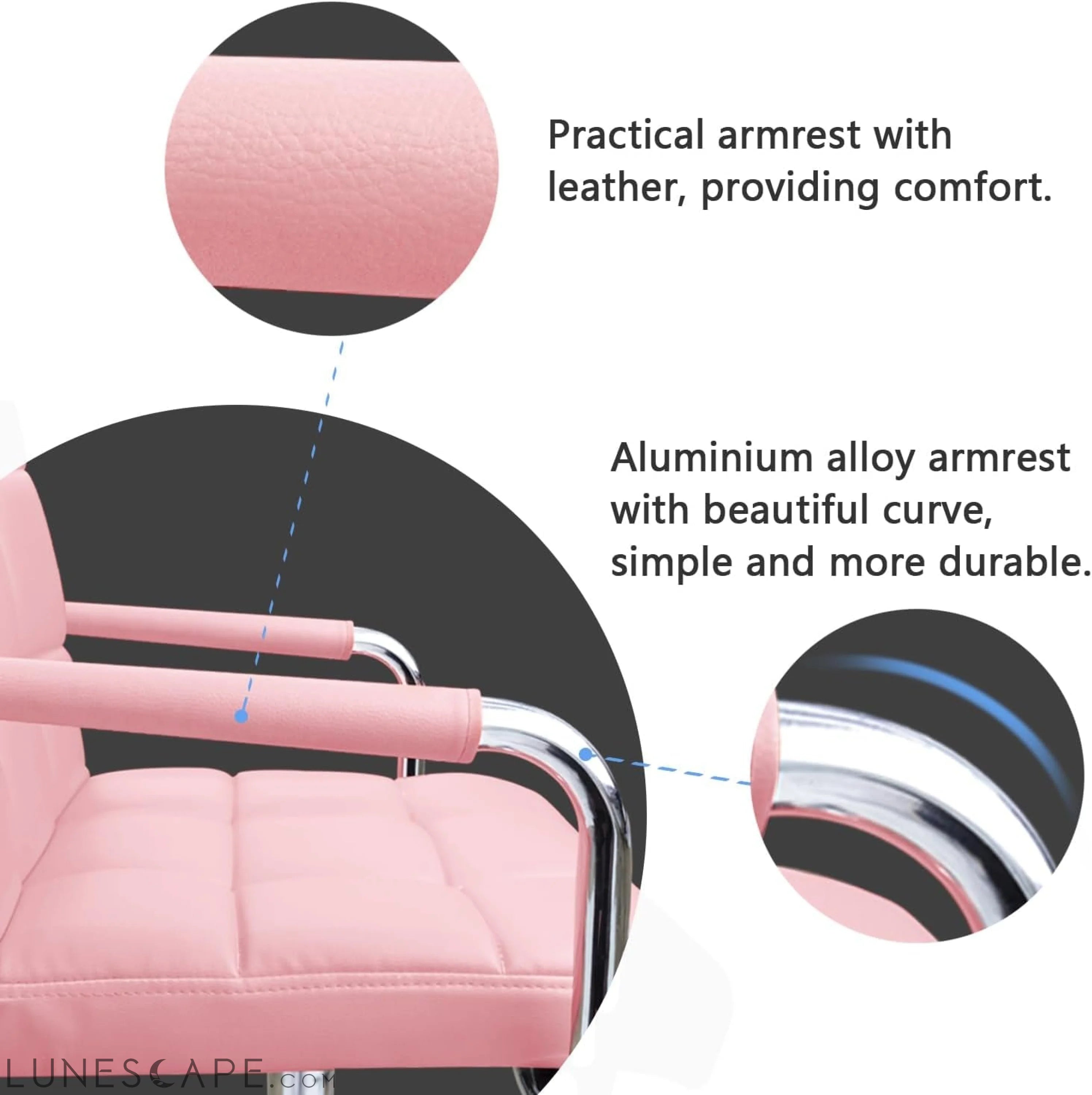 Desk Chair Modern Office Chair with Wheels Vanity Chair PU Leather LUNESCAPE