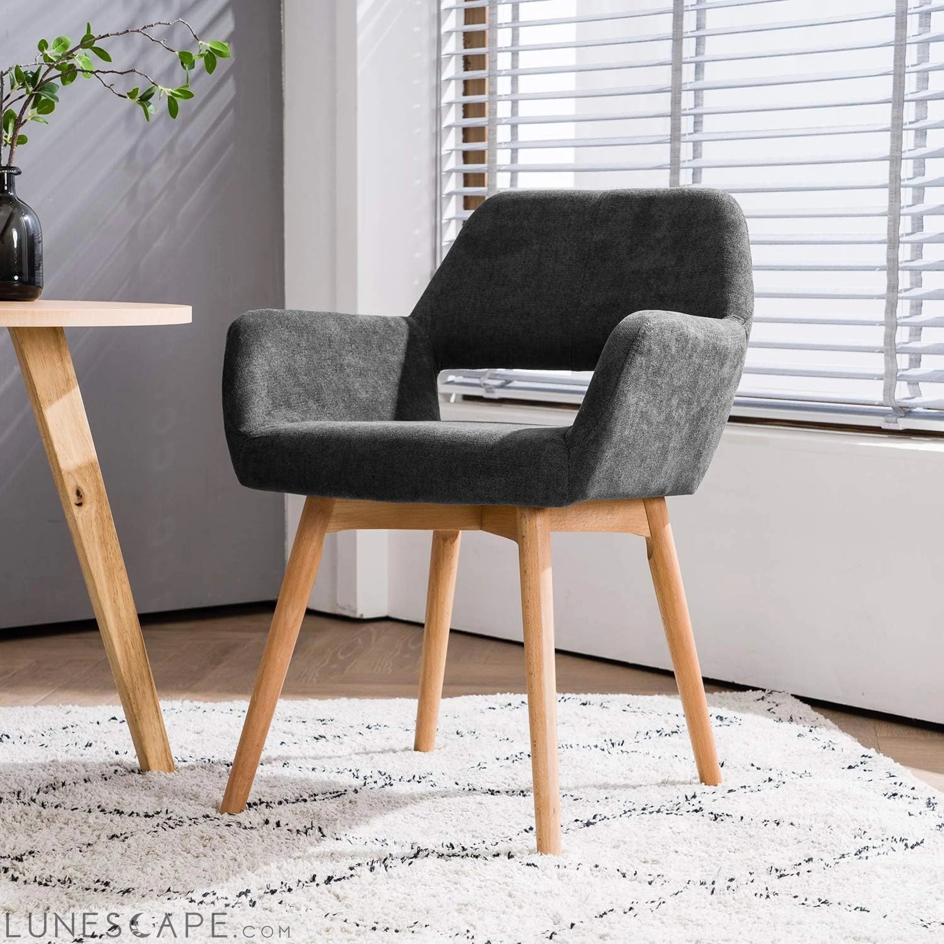 Desk Chair No Wheels Vanity Chair Makeup Chair Comfy Accent Chair for LUNESCAPE
