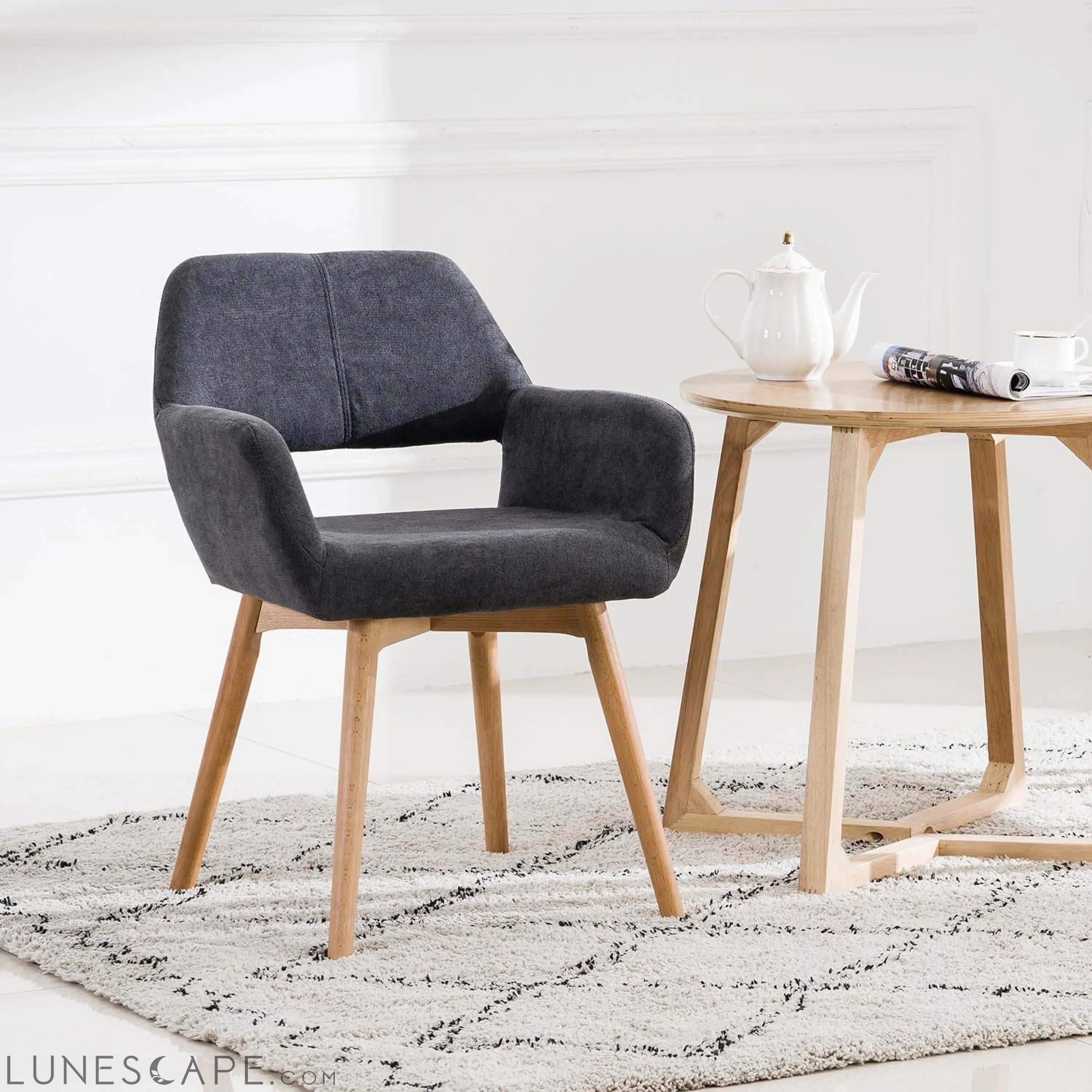 Desk Chair No Wheels Vanity Chair Makeup Chair Comfy Accent Chair for LUNESCAPE