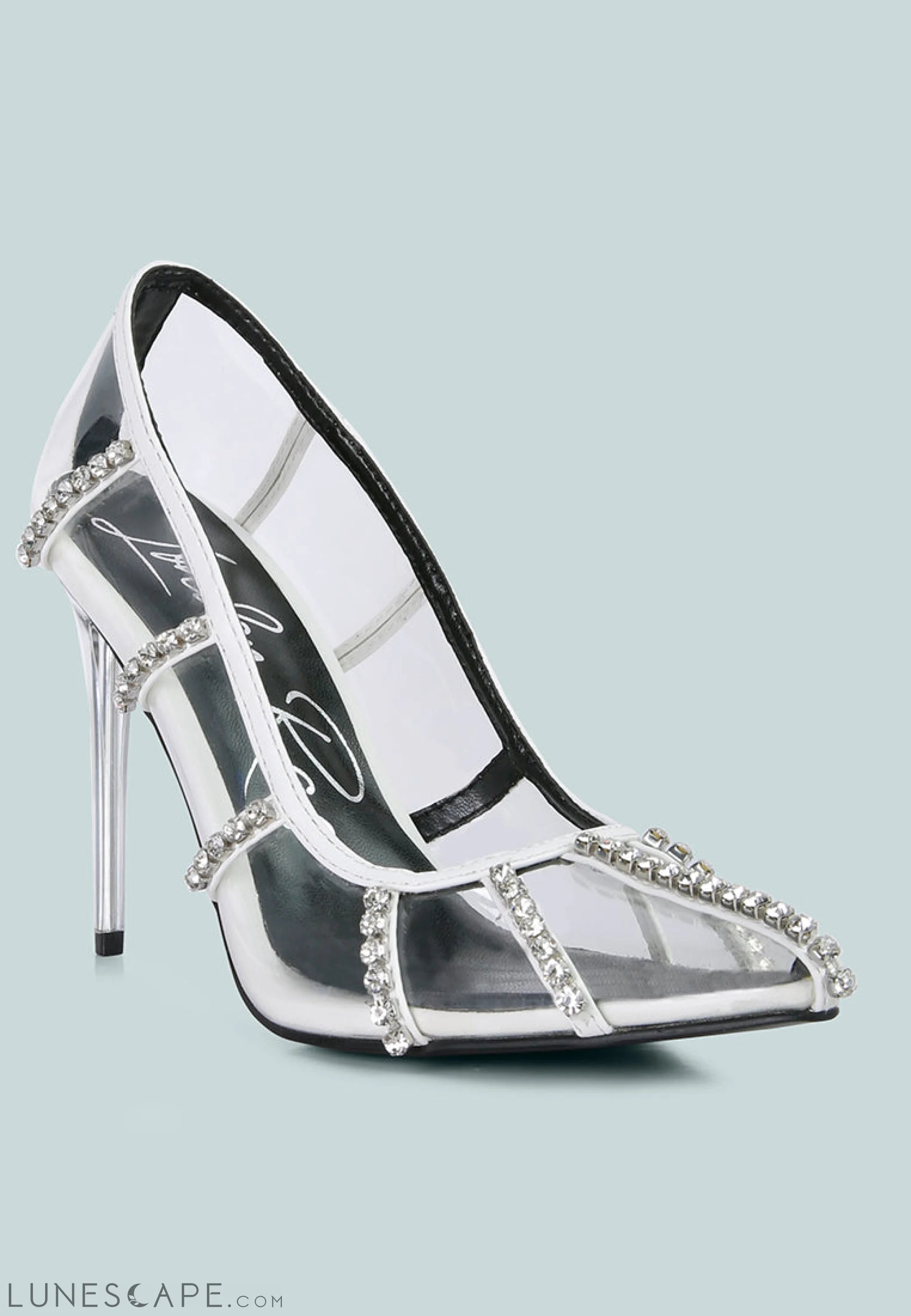 Diamante Clear Stiletto Heel Pumps LUNESCAPE