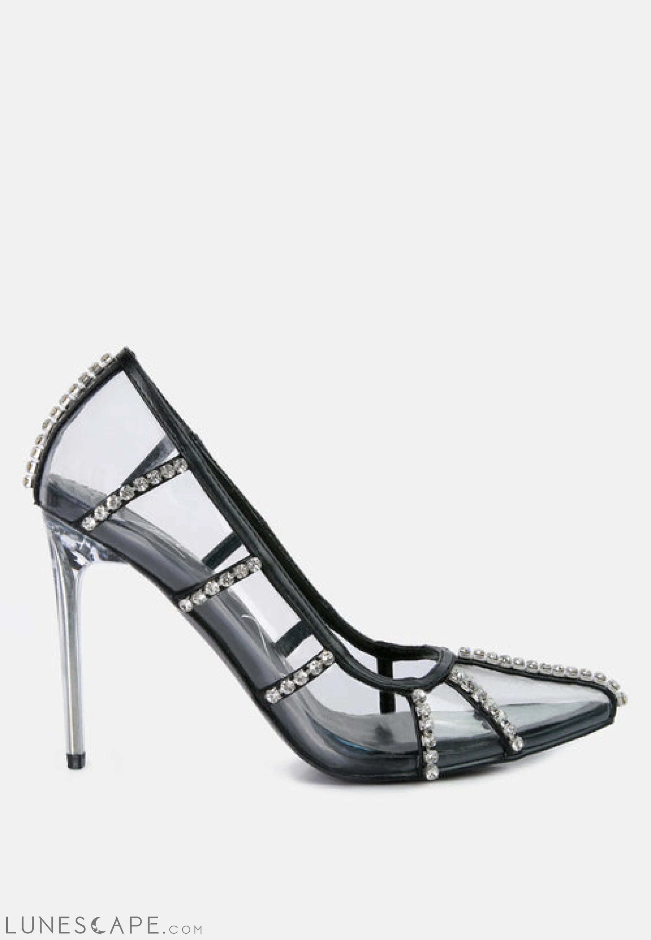 Diamante Clear Stiletto Heel Pumps LUNESCAPE