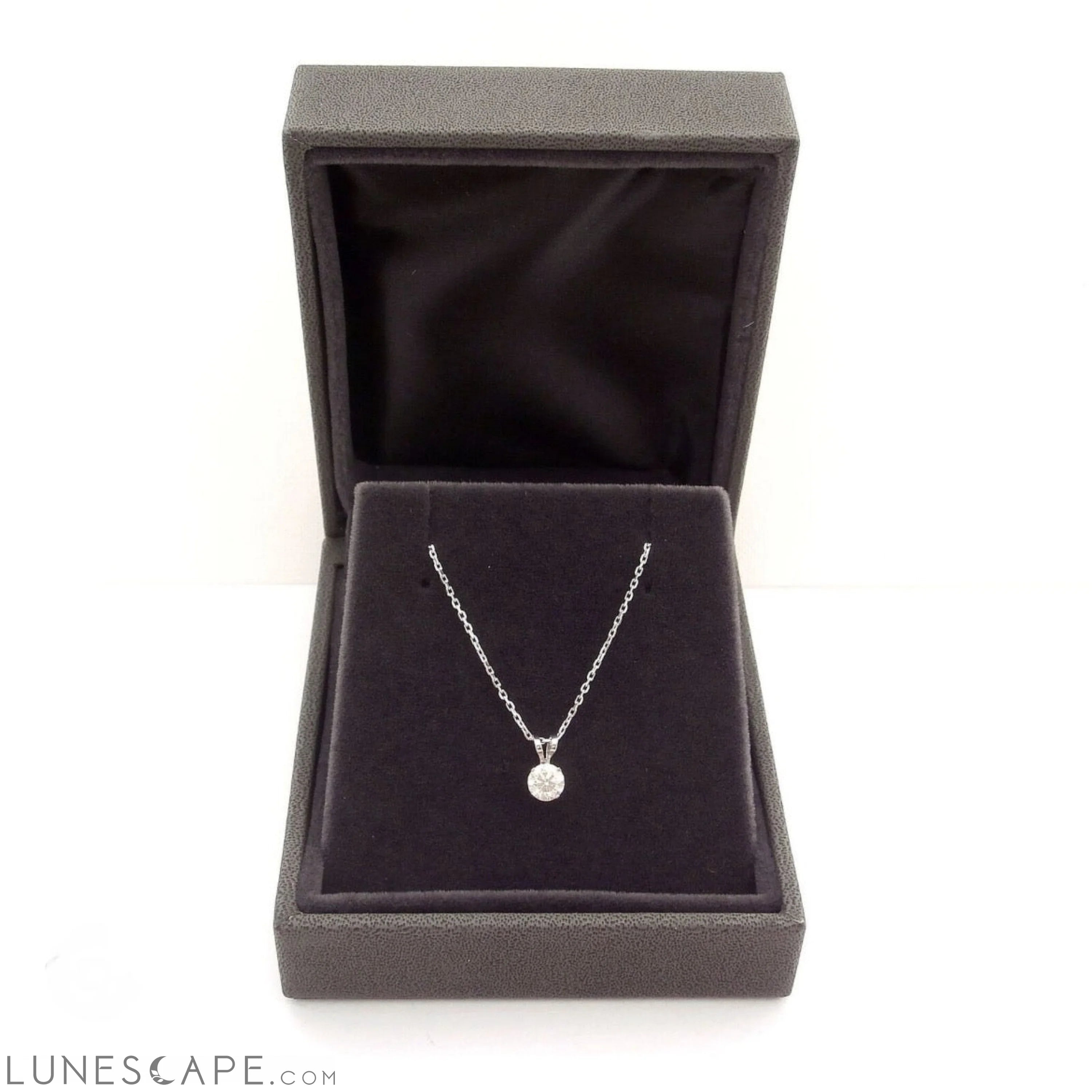 Diamond Pendant G/vs Clarity Round 14K White or Yellow Gold LUNESCAPE