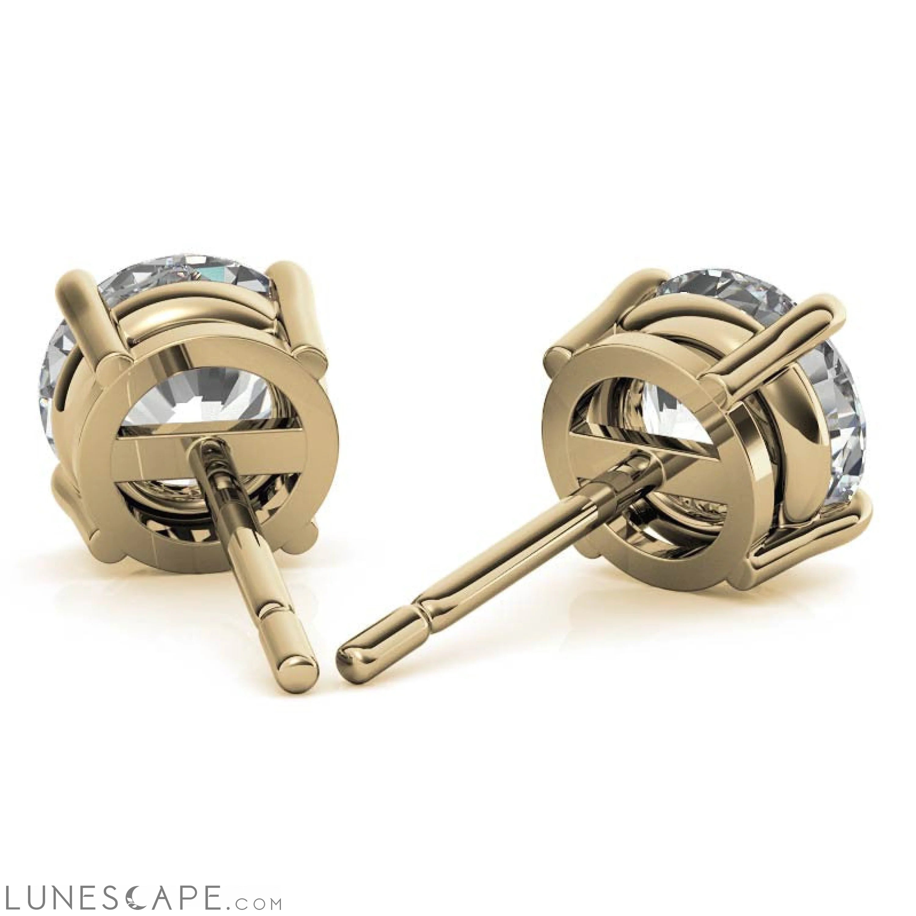 Diamond Stud Earrings | 14k Gold | G-Vs Round Cut | AGI Certified LUNESCAPE