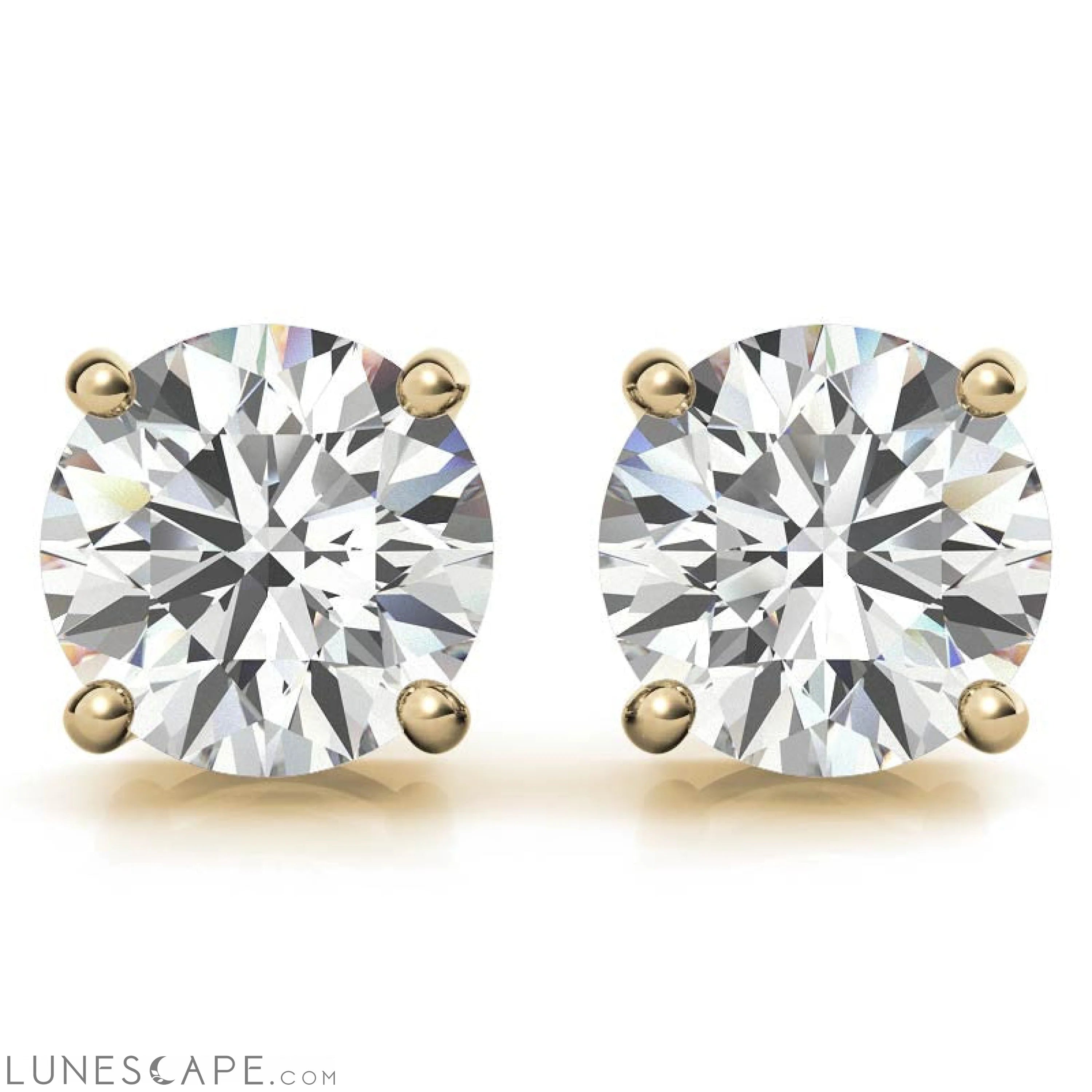 Diamond Stud Earrings | 14k Gold | G-Vs Round Cut | AGI Certified LUNESCAPE