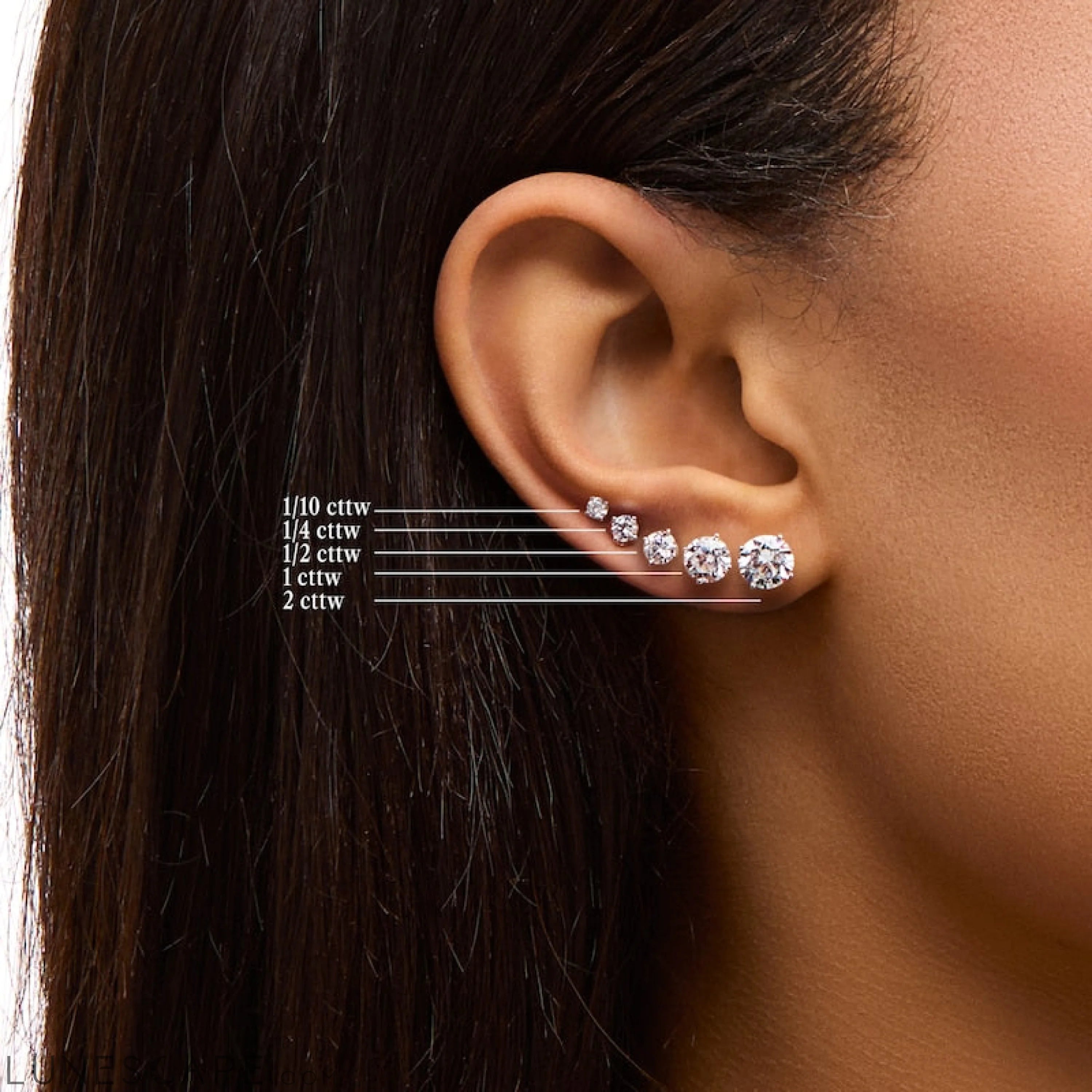 Diamond Stud Earrings | 14k Gold | G-Vs Round Cut | AGI Certified LUNESCAPE