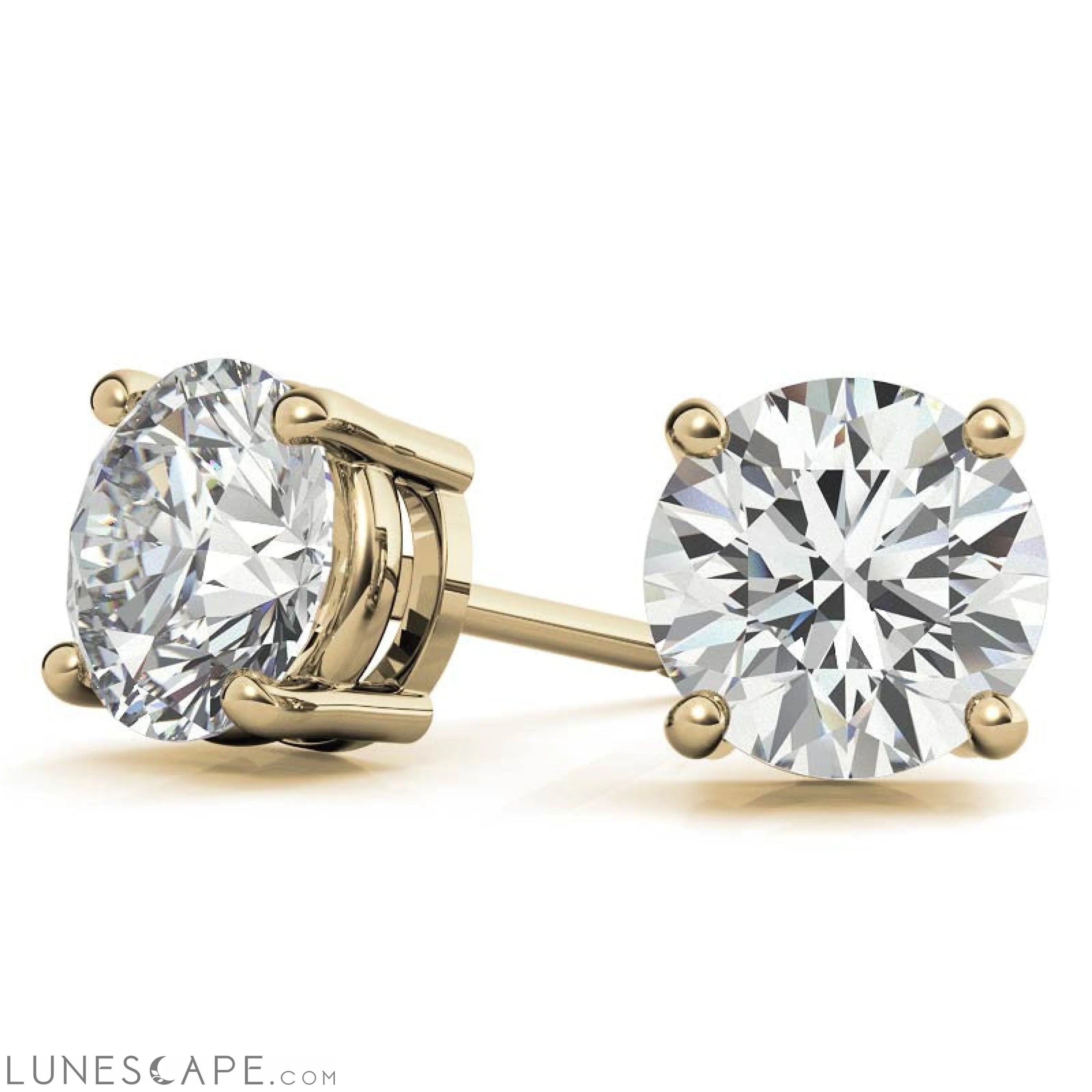 Diamond Stud Earrings | 14k Gold | G-Vs Round Cut | AGI Certified LUNESCAPE