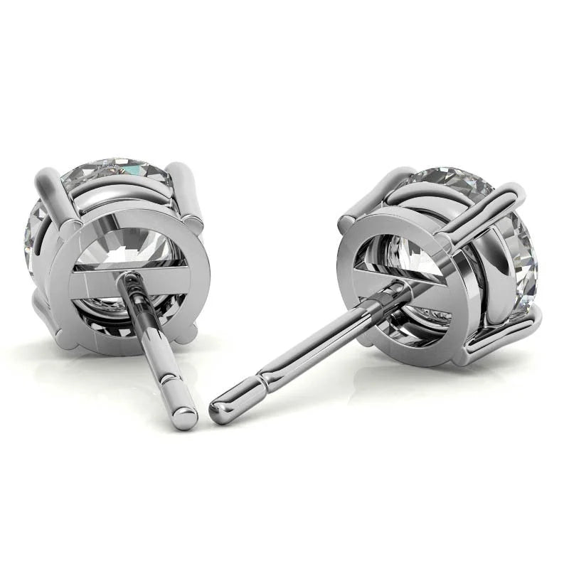 Diamond Stud Earrings in 14K White or Yellow Gold - G Color VS Clarity LUNESCAPE