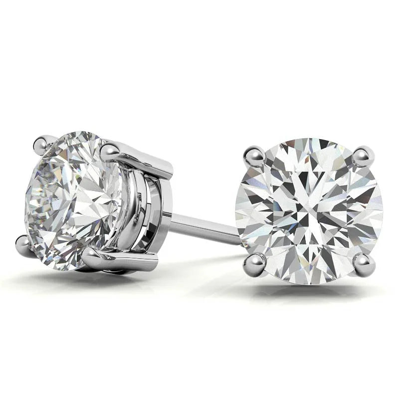 Diamond Stud Earrings in 14K White or Yellow Gold - G Color VS Clarity LUNESCAPE