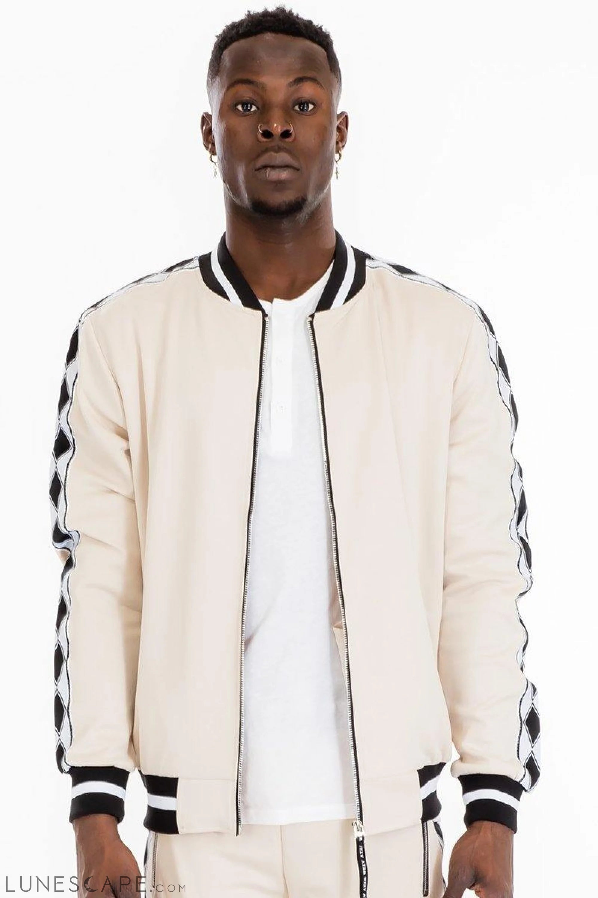 DIAMOND TAPE TRACK JACKET - WHITE LUNESCAPE