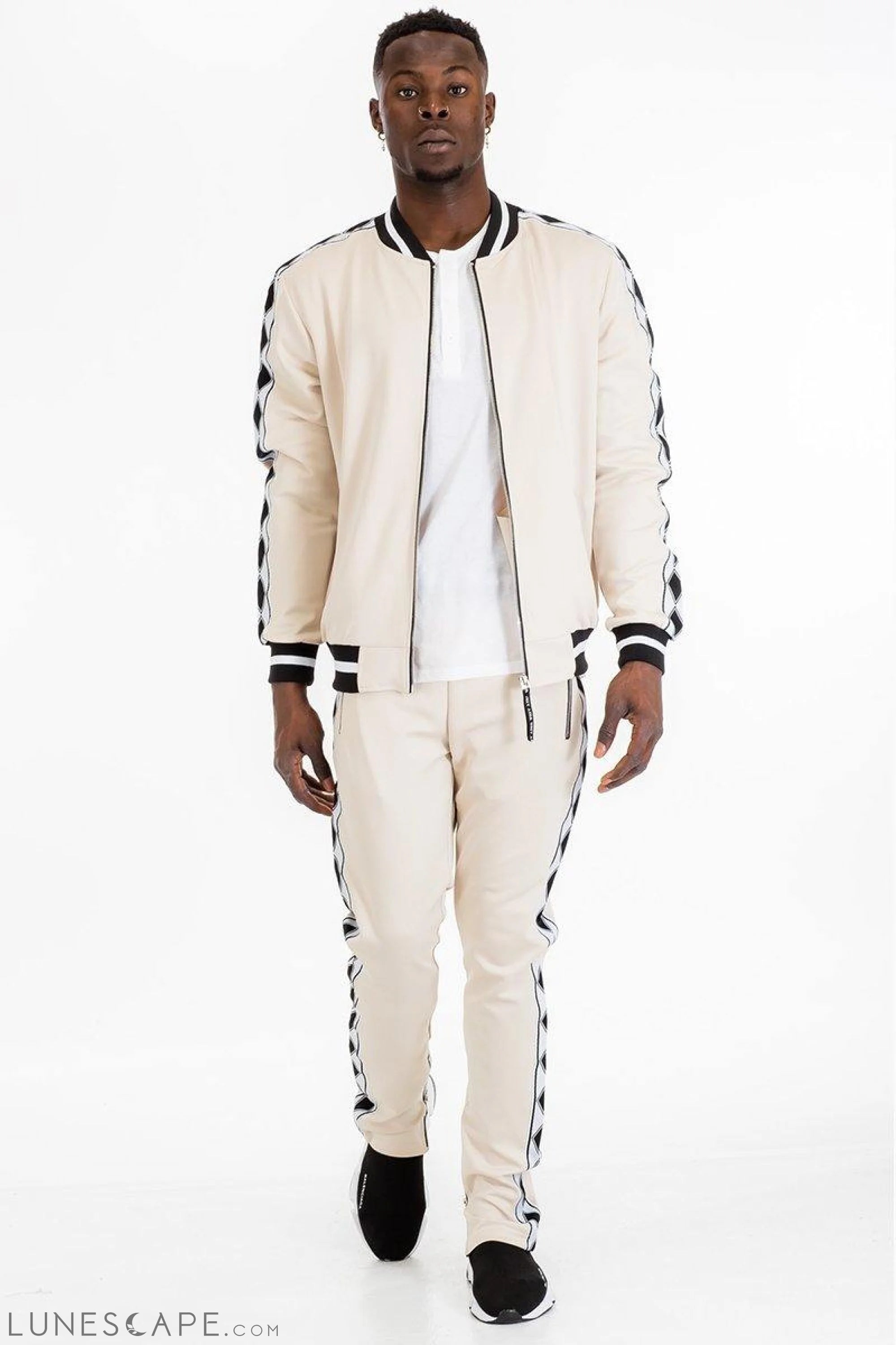DIAMOND TAPE TRACK JACKET - WHITE LUNESCAPE
