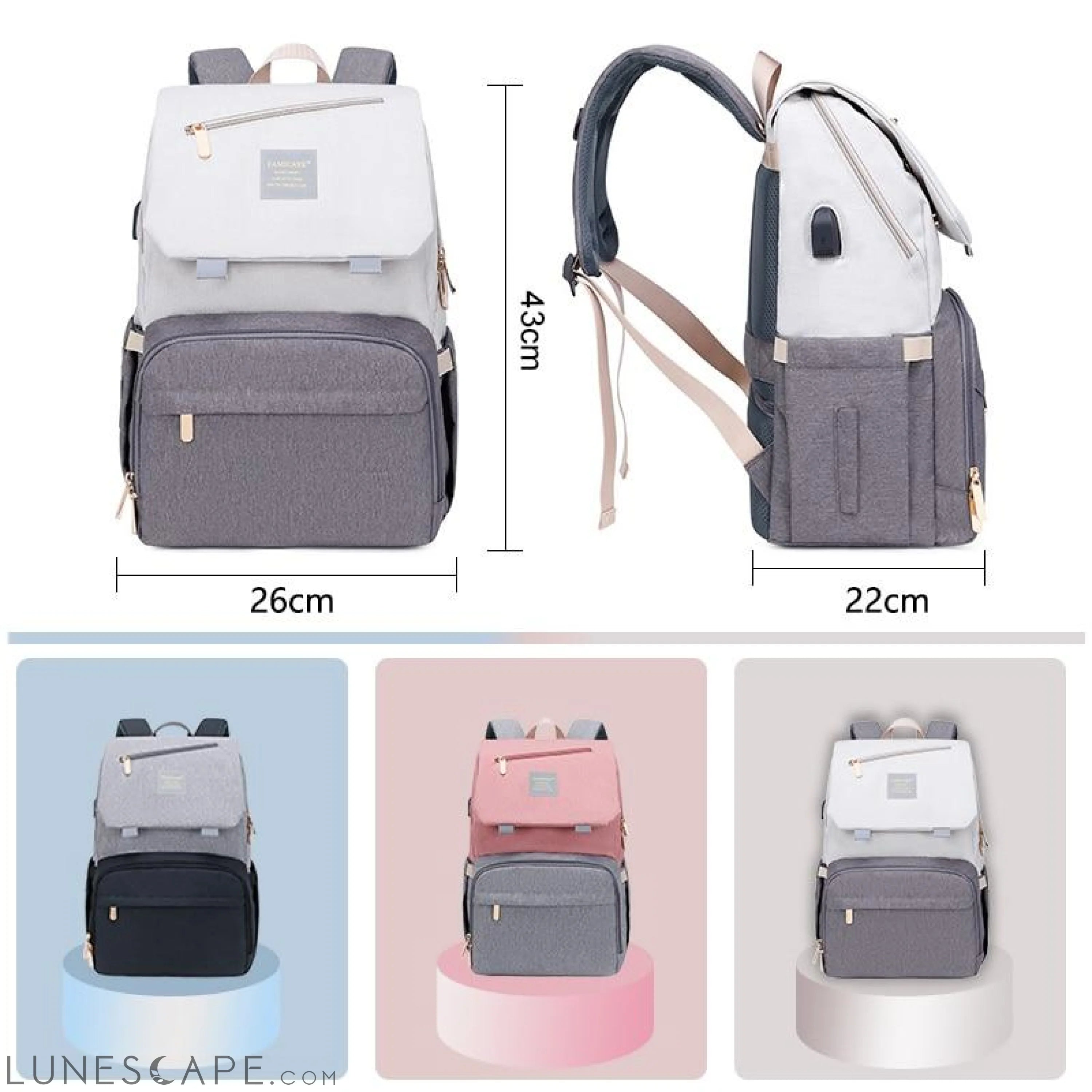 Diaper Bag Mummy Daddy Backpack Baby Stroller Waterproof Oxford LUNESCAPE