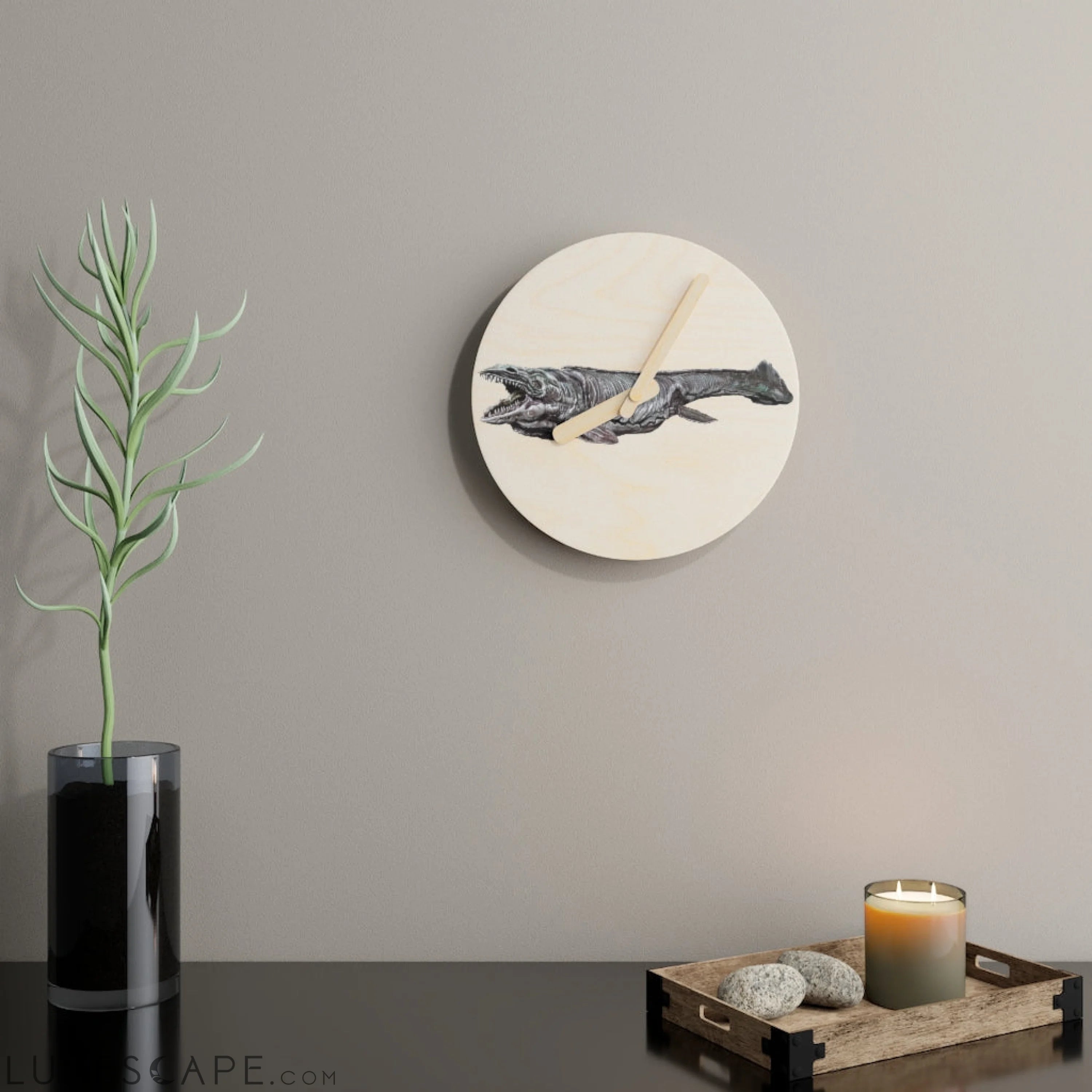 Dino Sea Creature Wooden Wall Clock LUNESCAPE