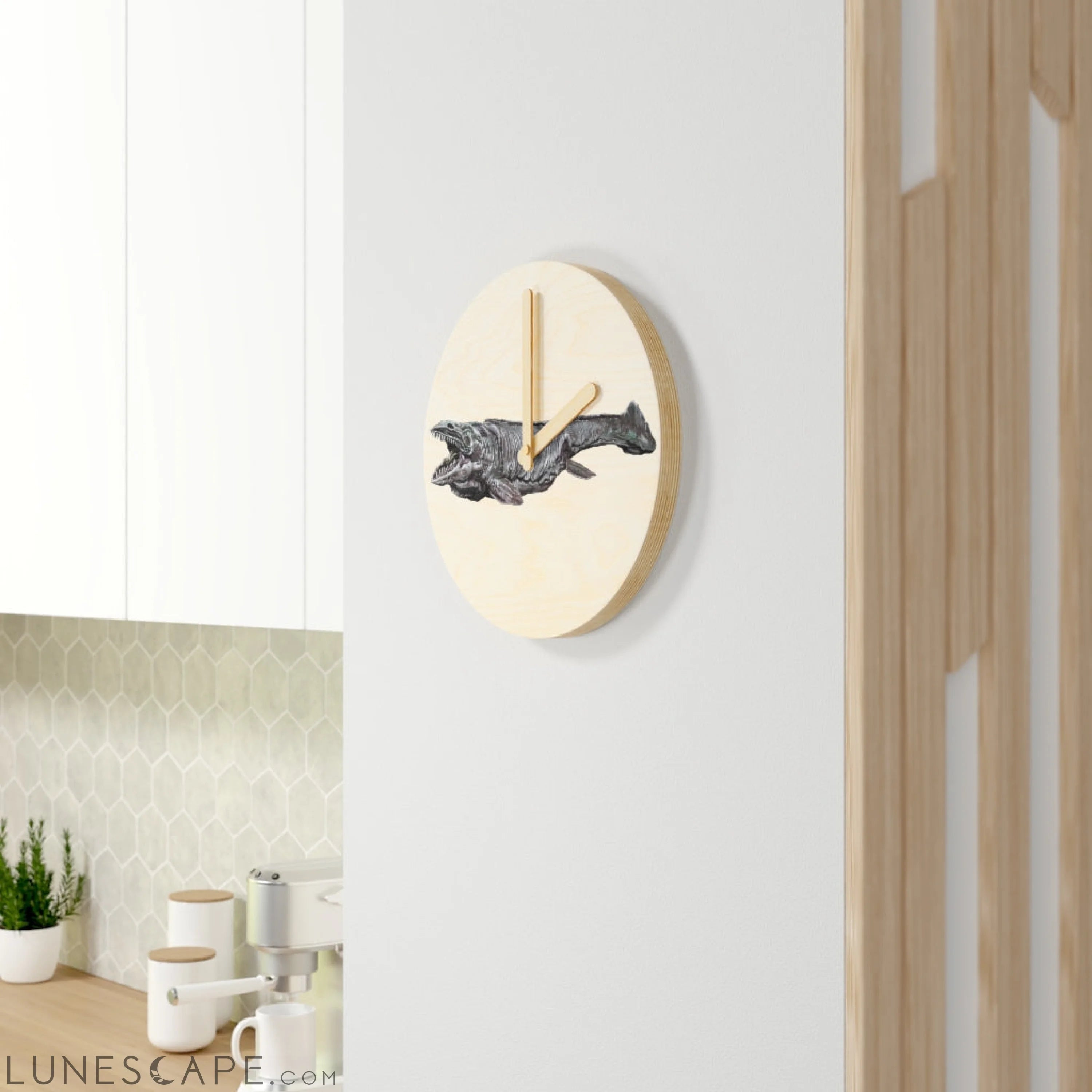 Dino Sea Creature Wooden Wall Clock LUNESCAPE