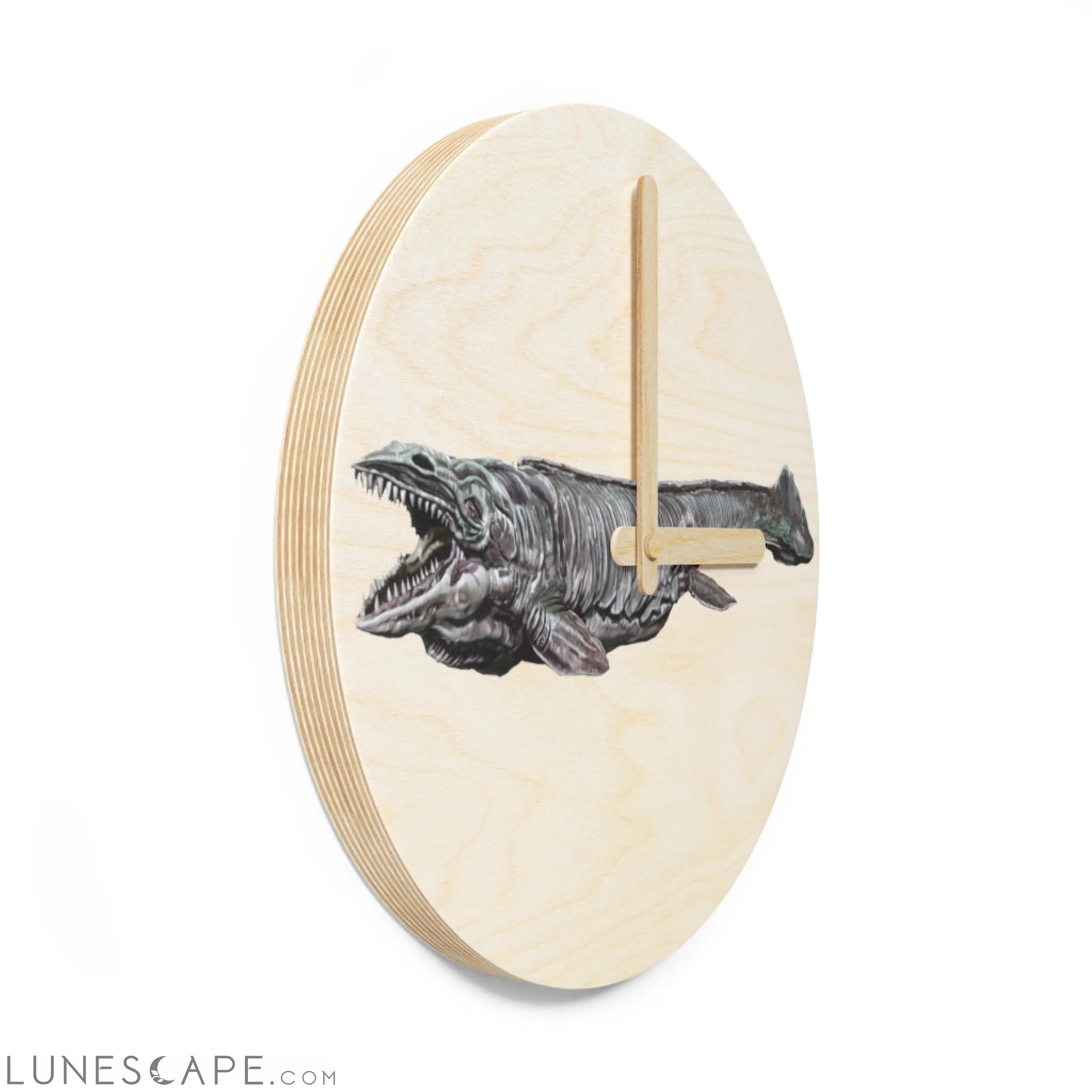 Dino Sea Creature Wooden Wall Clock LUNESCAPE