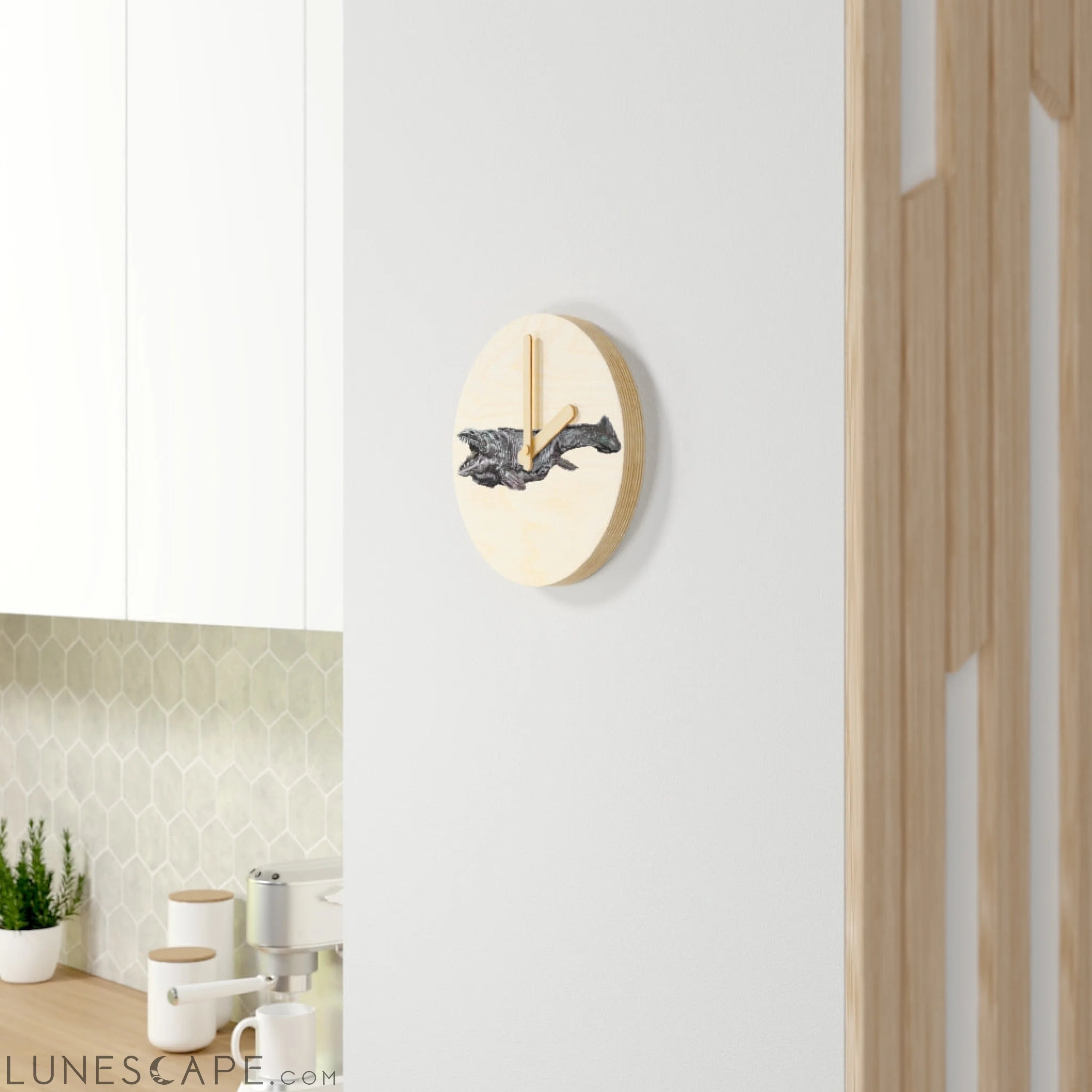 Dino Sea Creature Wooden Wall Clock LUNESCAPE