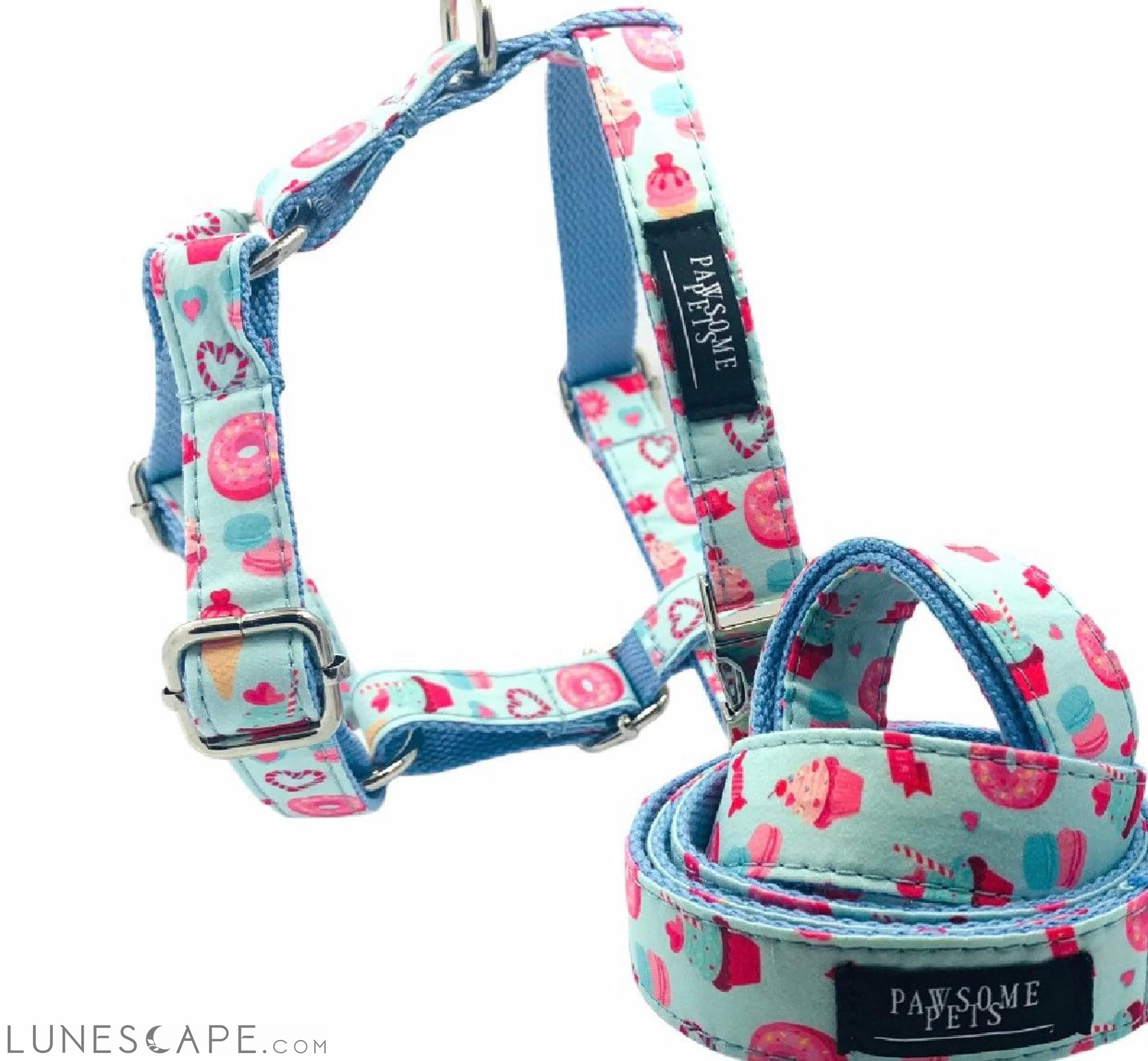 Dog Harness, Leash & Bandana Step in Bundle - Donut Bonut (2 Pieces) LUNESCAPE