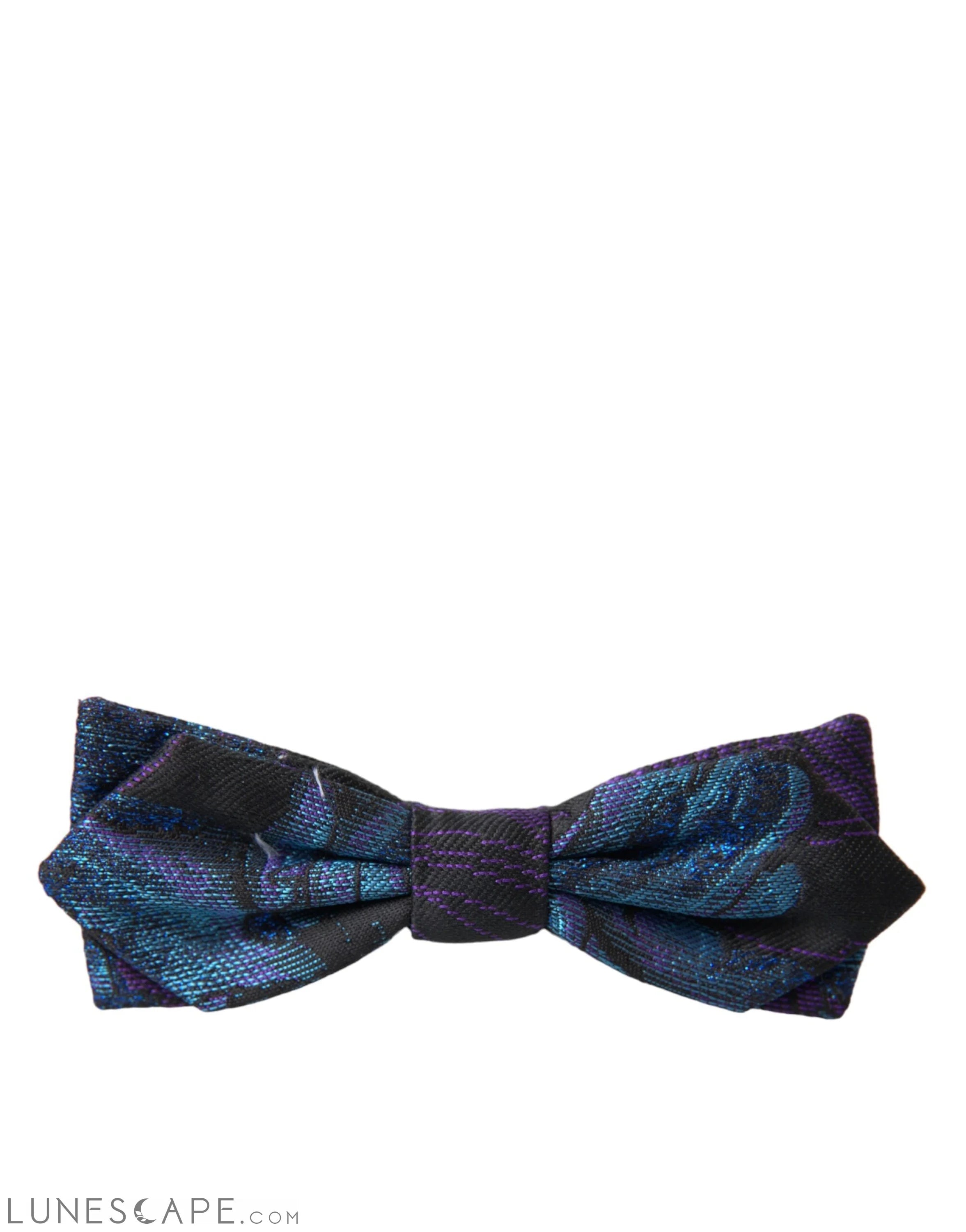 Dolce & Gabbana Black Blue Brocade Adjustable Neck Men Bow Tie LUNESCAPE