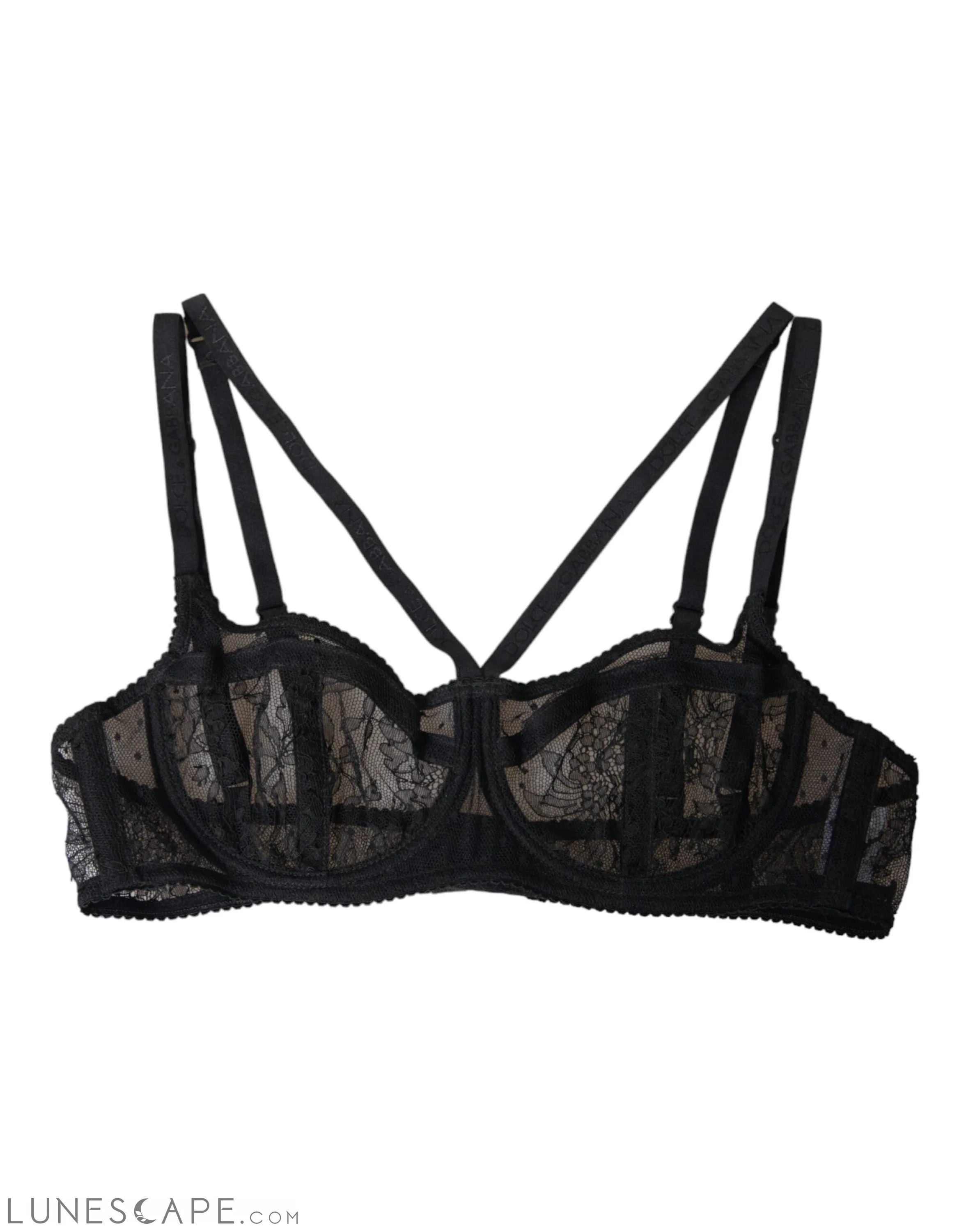 Dolce & Gabbana Black Floral Lace Nylon Balconcino Bra Underwear LUNESCAPE