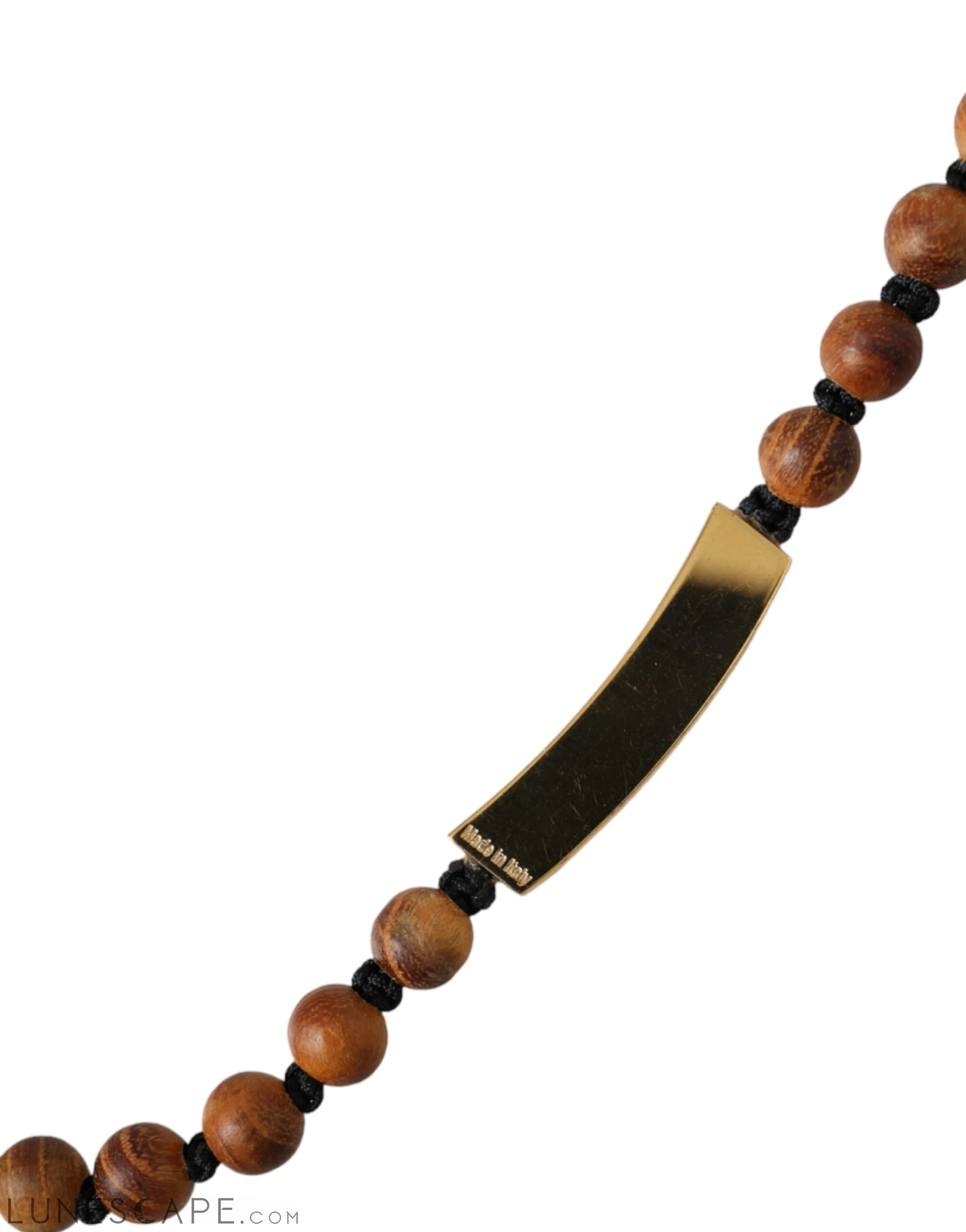 Dolce & Gabbana Black Gold Wooden Beaded Logo Pendant LUNESCAPE