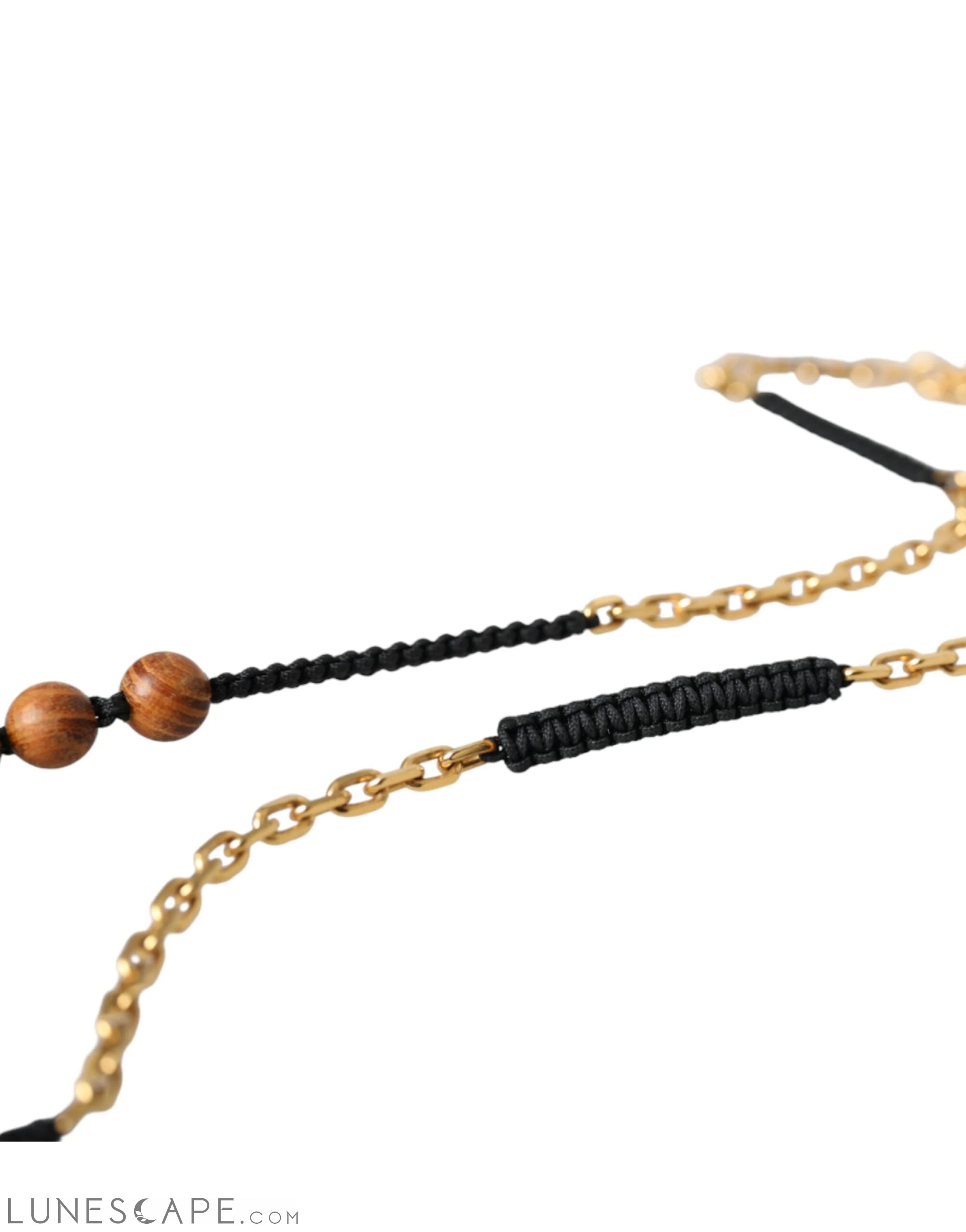 Dolce & Gabbana Black Gold Wooden Beaded Logo Pendant LUNESCAPE