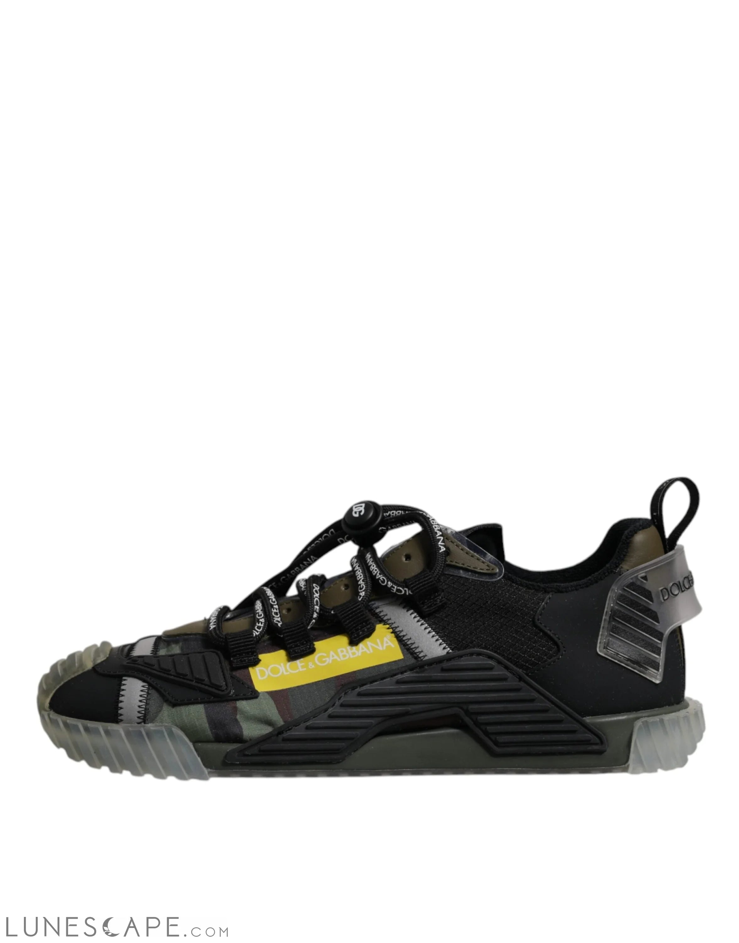Dolce & Gabbana Black Green Camo NS1 Low Top Sneakers Shoes LUNESCAPE