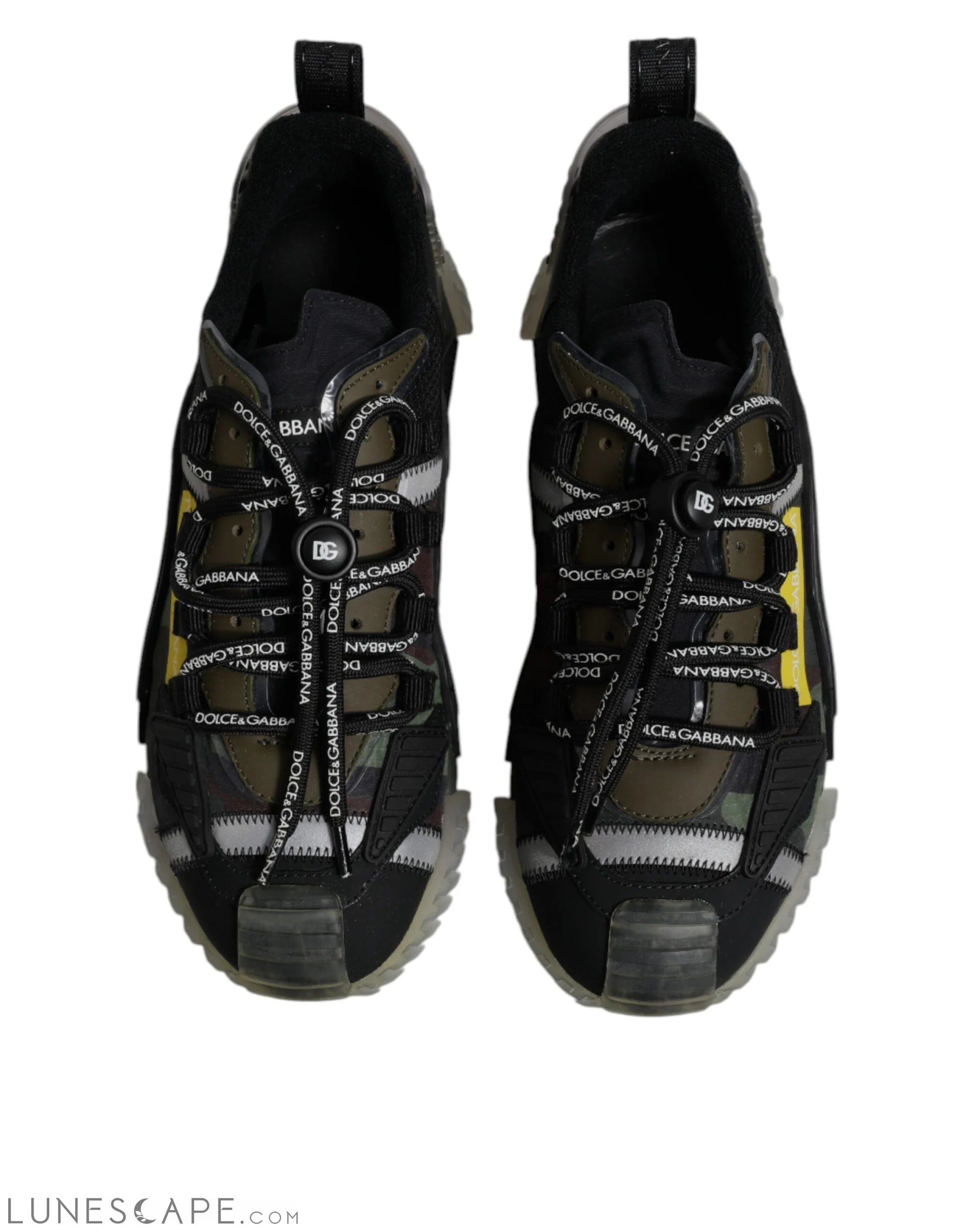 Dolce & Gabbana Black Green Camo NS1 Low Top Sneakers Shoes LUNESCAPE