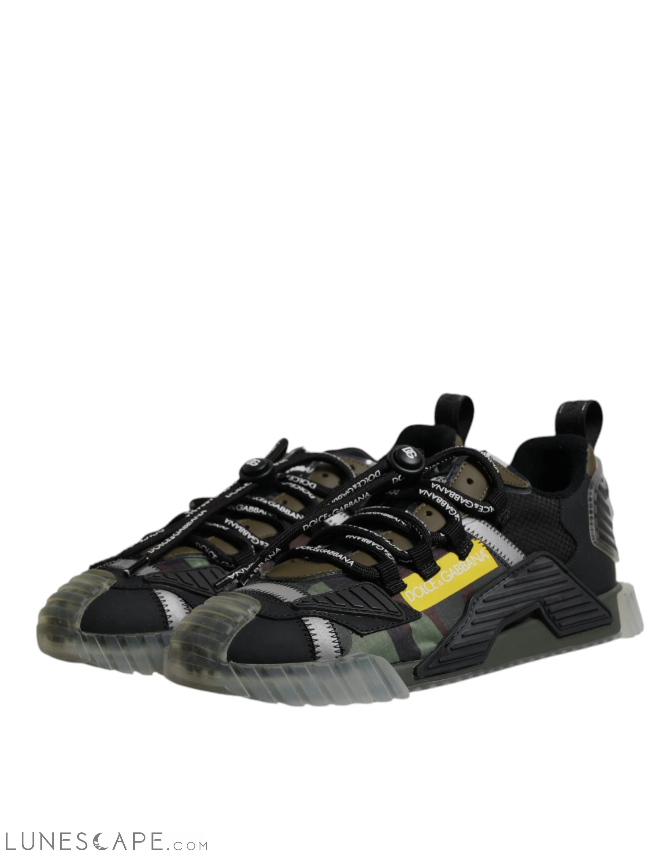 Dolce & Gabbana Black Green Camo NS1 Low Top Sneakers Shoes LUNESCAPE