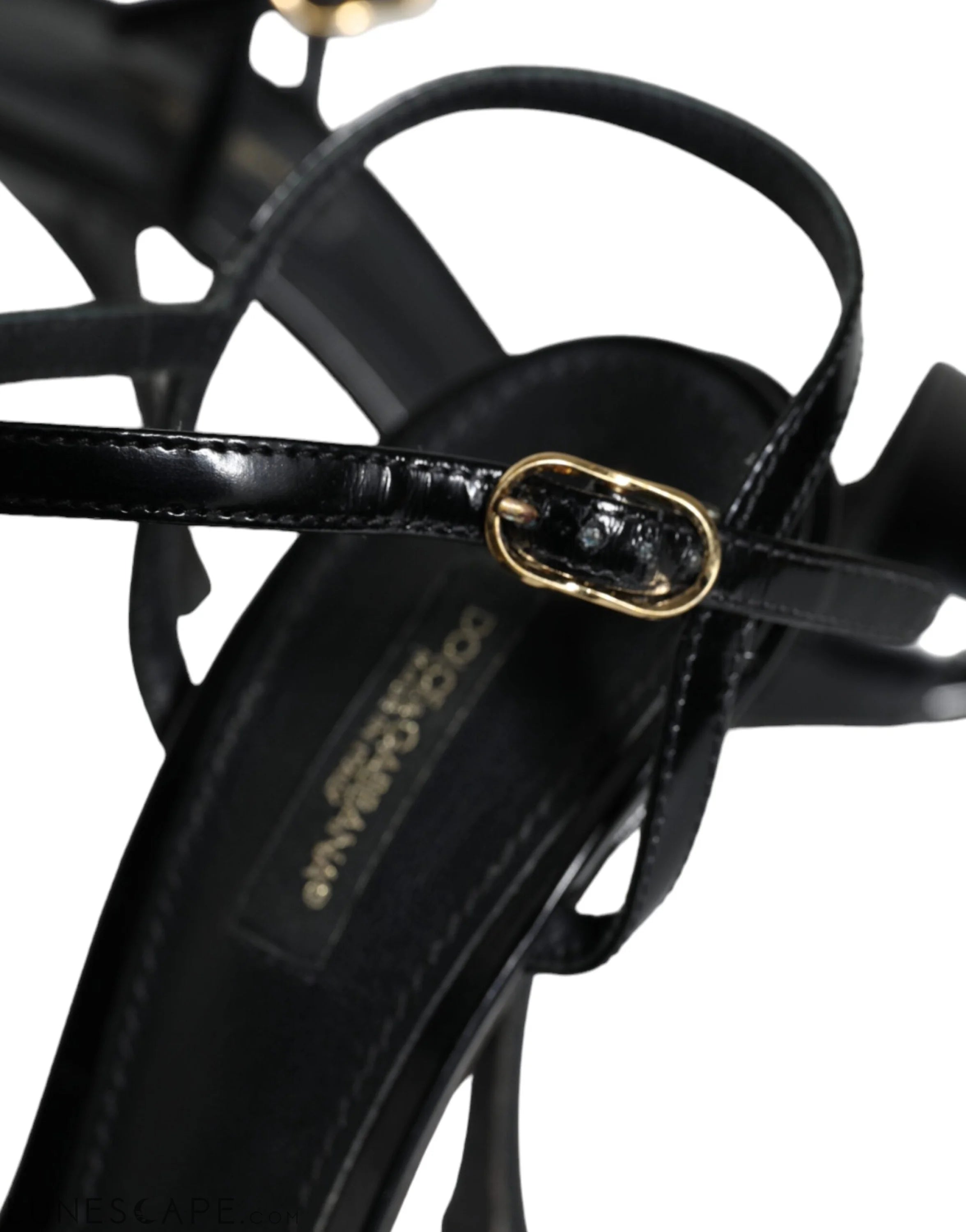 Dolce & Gabbana Black KEIRA Leather Heels Sandals Shoes LUNESCAPE