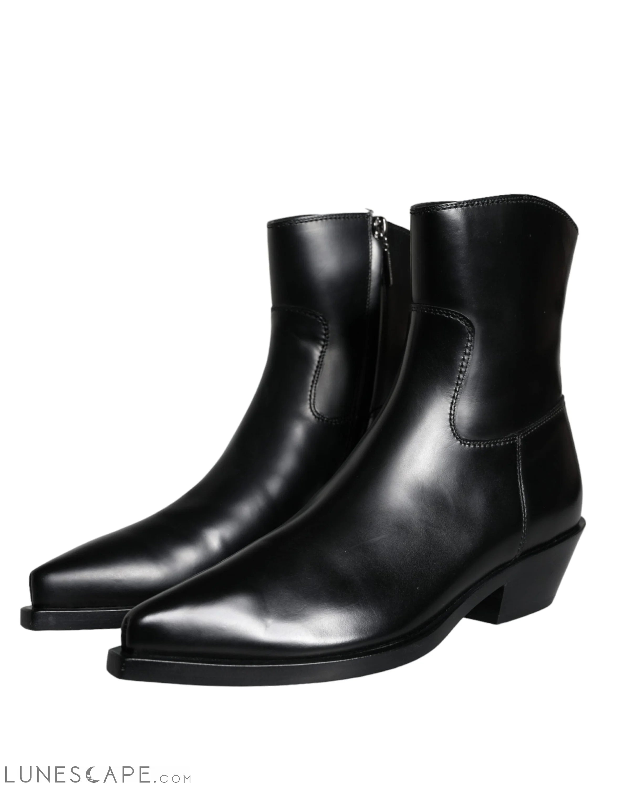 Dolce & Gabbana Black Leather Ankle Boots Booties Shoes LUNESCAPE