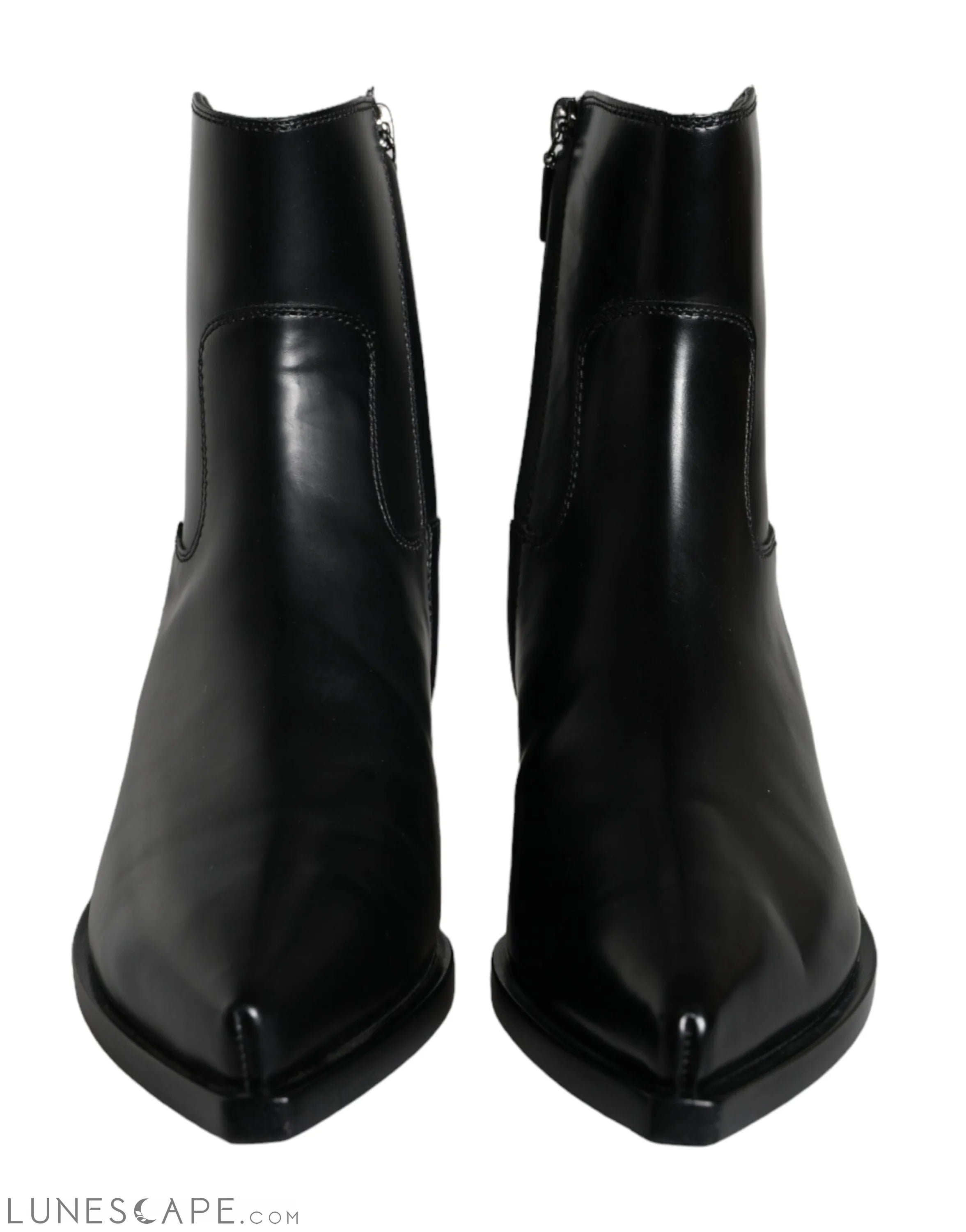 Dolce & Gabbana Black Leather Ankle Boots Booties Shoes LUNESCAPE