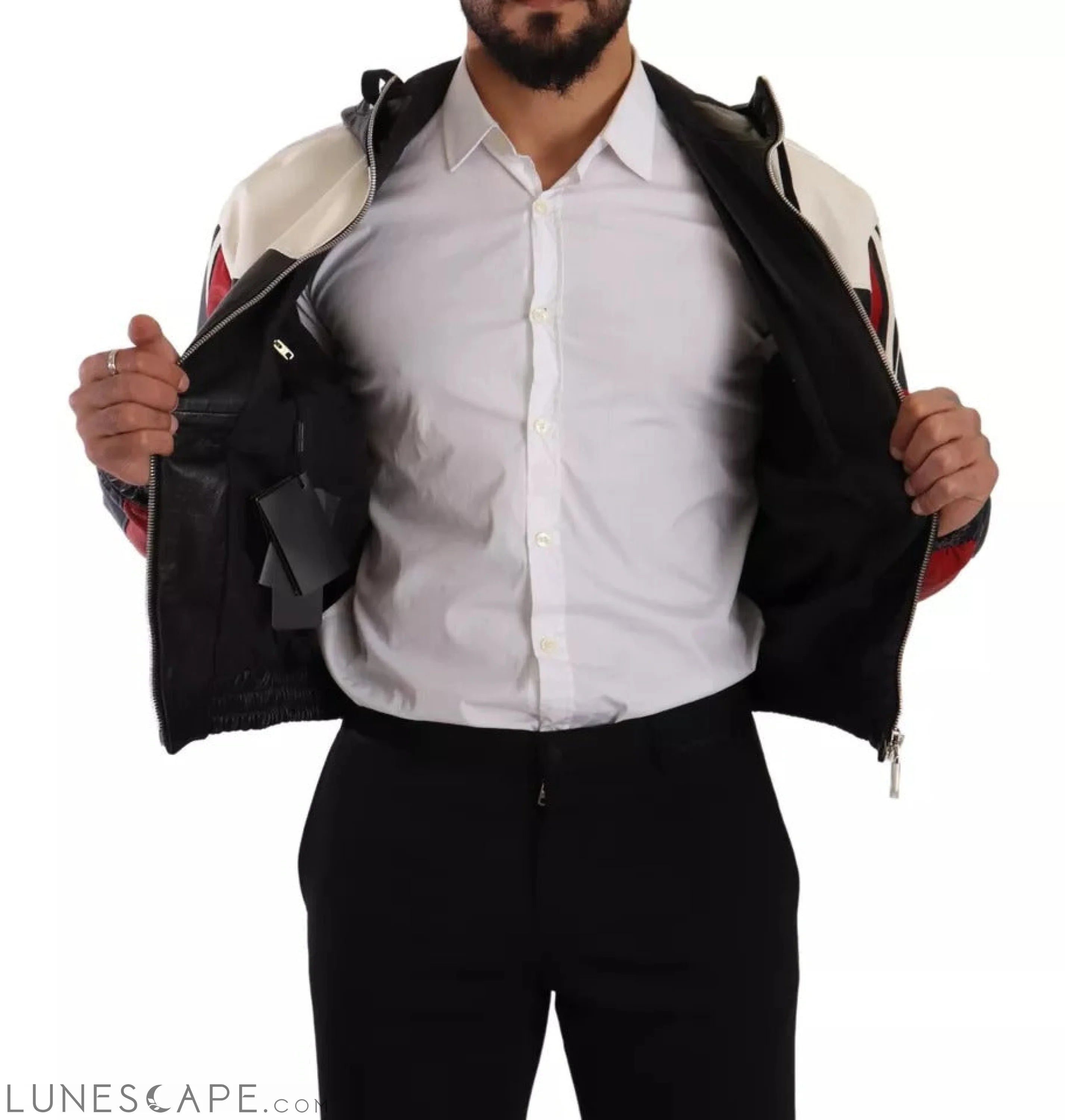 Dolce & Gabbana Black Leather Hooded Blouson Jacket LUNESCAPE