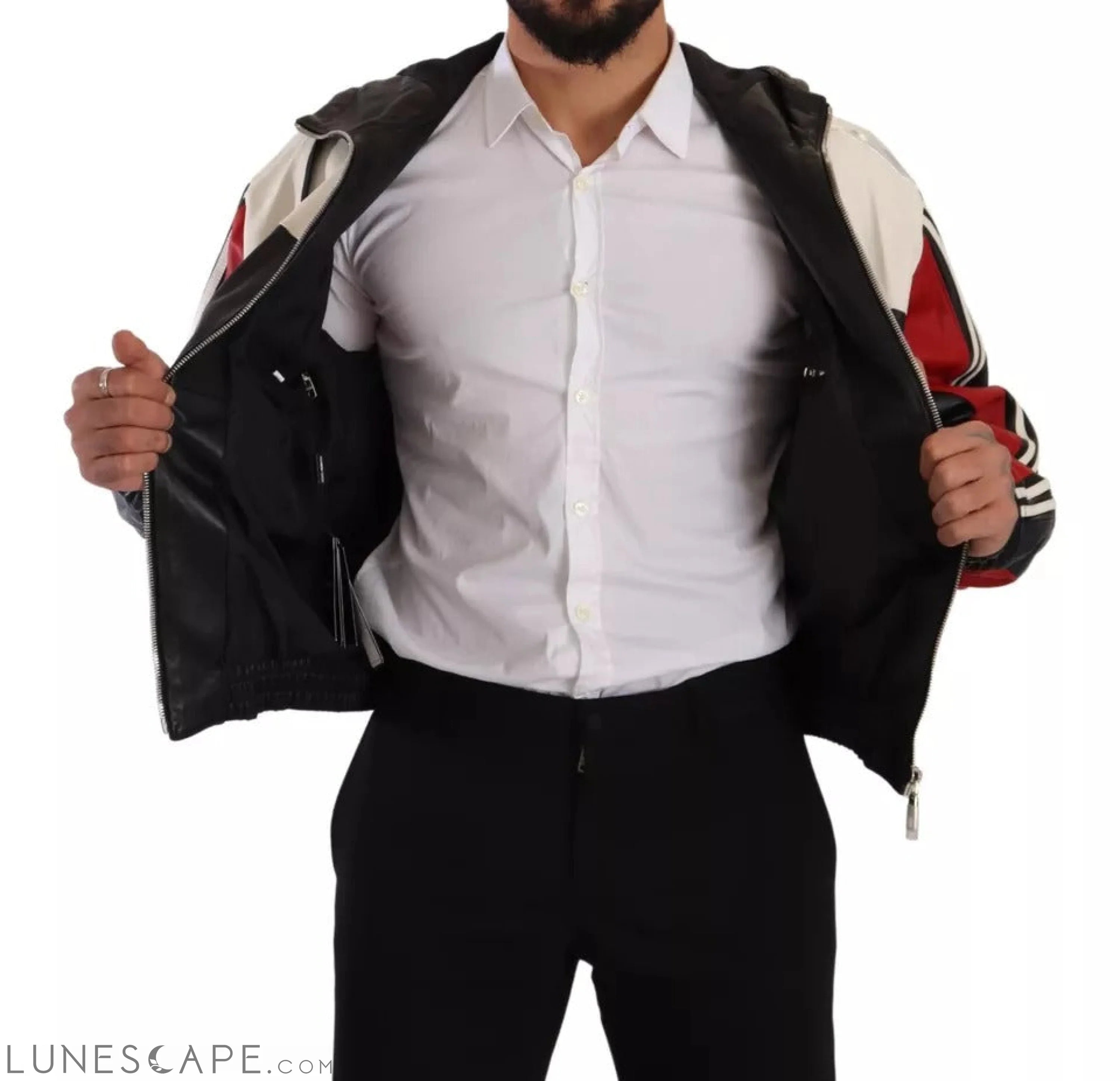 Dolce & Gabbana Black Leather Hooded Blouson Jacket LUNESCAPE