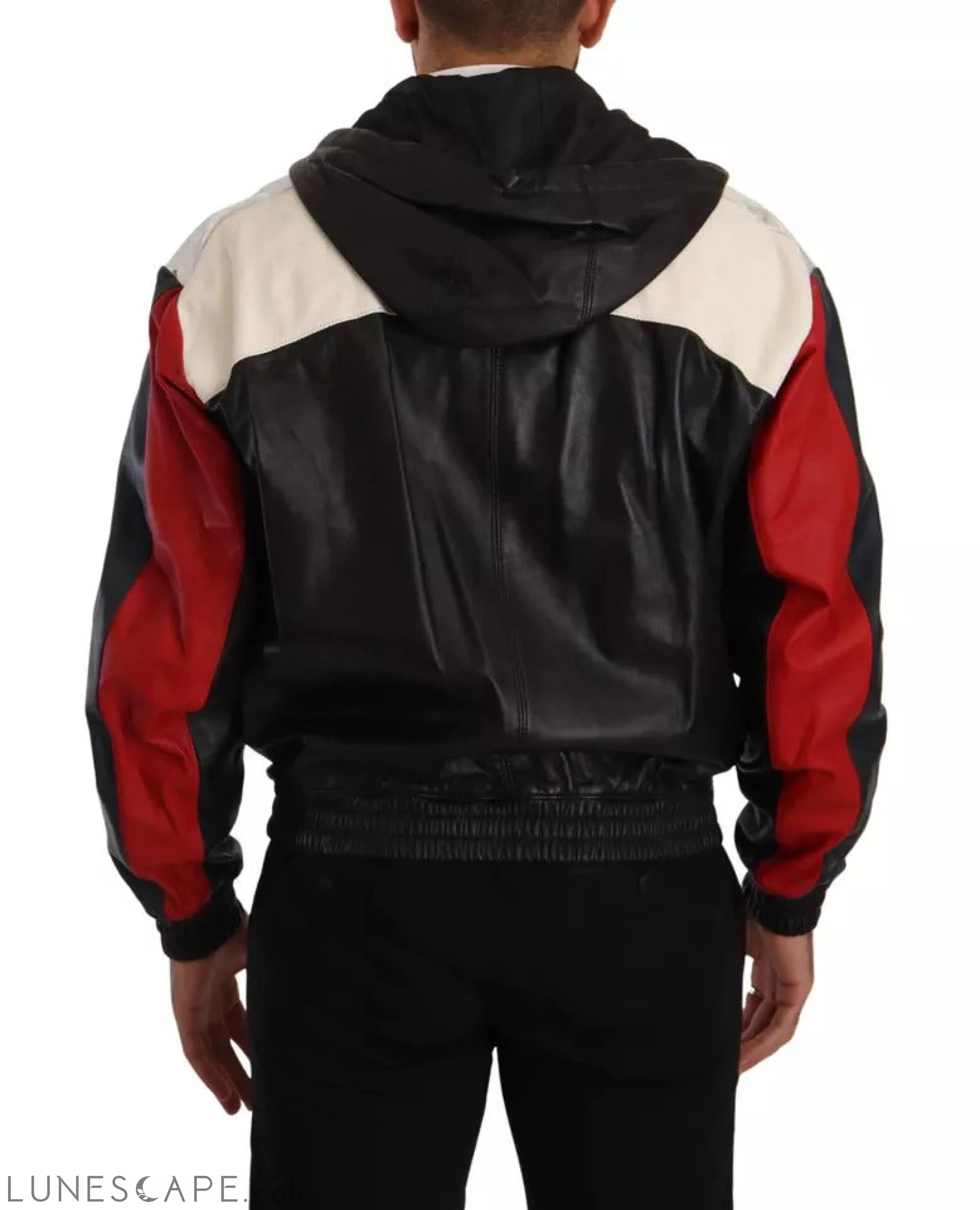 Dolce & Gabbana Black Leather Hooded Blouson Jacket LUNESCAPE
